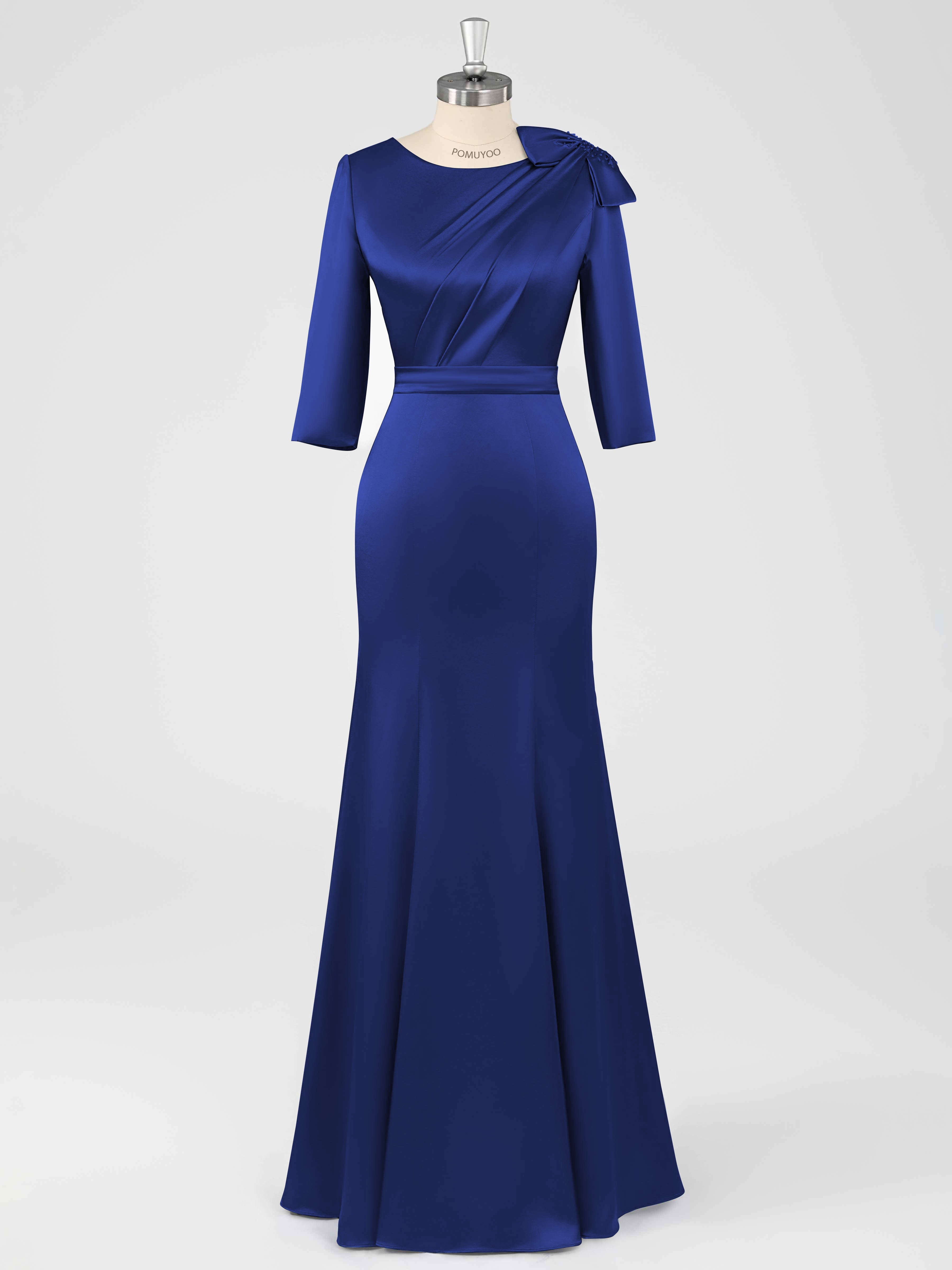 Fiammetta Elegant Mermaid Pleated Long Satin Mother of the Bride Dresses