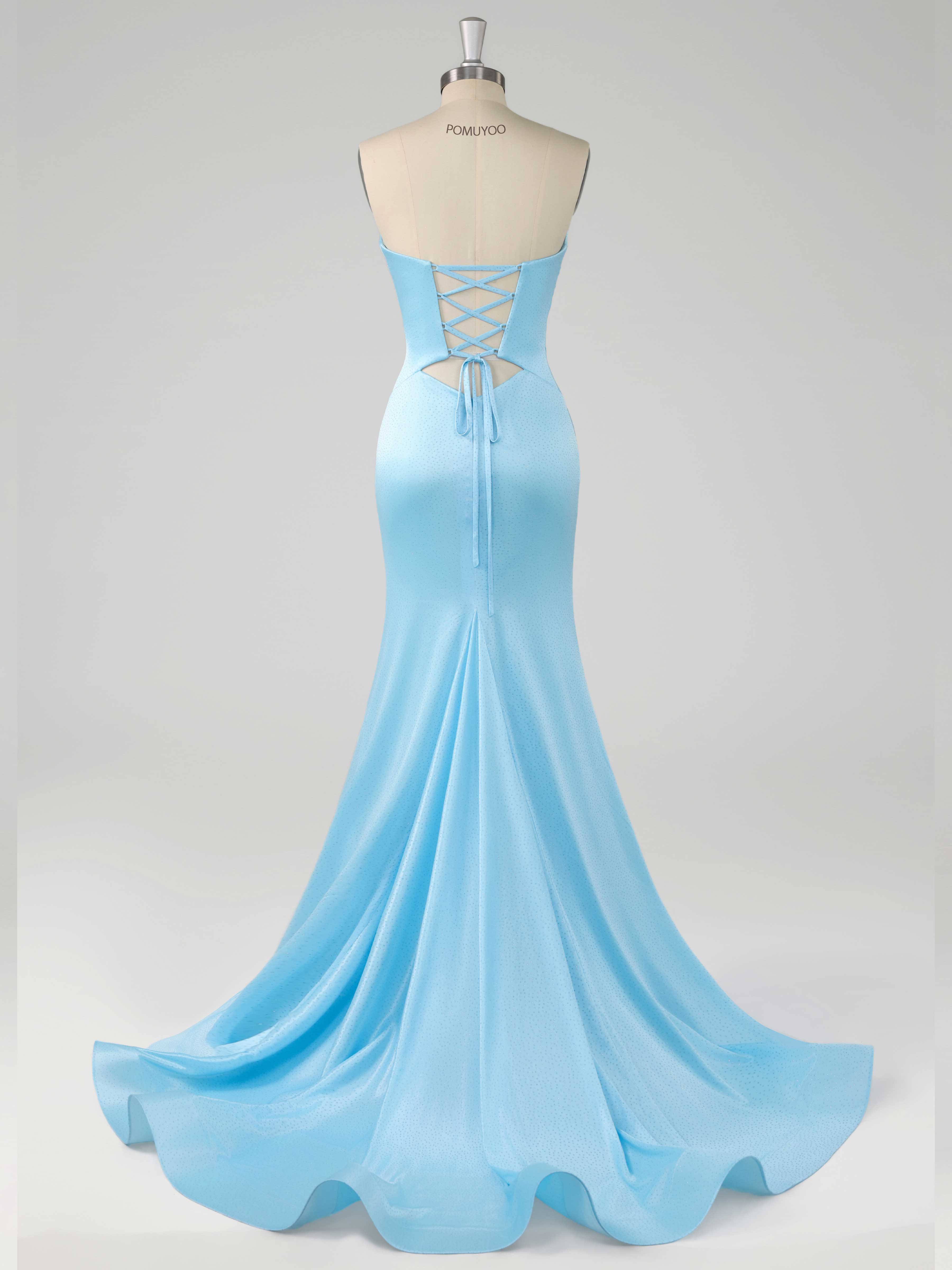 Gorgeous Mermaid Sweetheart Sweep Train Beading Satin Prom Dresses UK