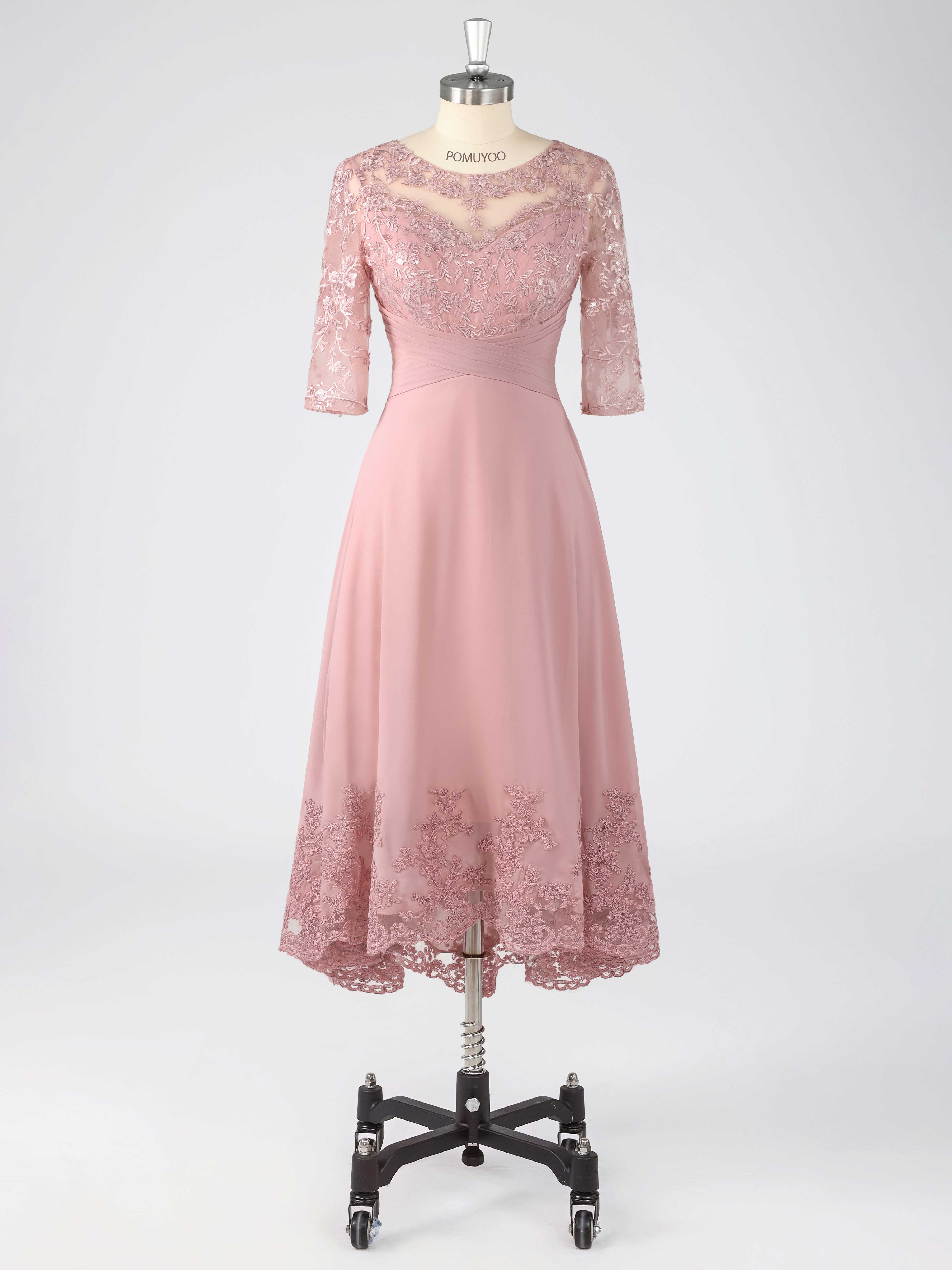 Graceful A-Line Illusion Appliques Sequins Asymmetrical Chiffon Mother of The Bride Dresses UK