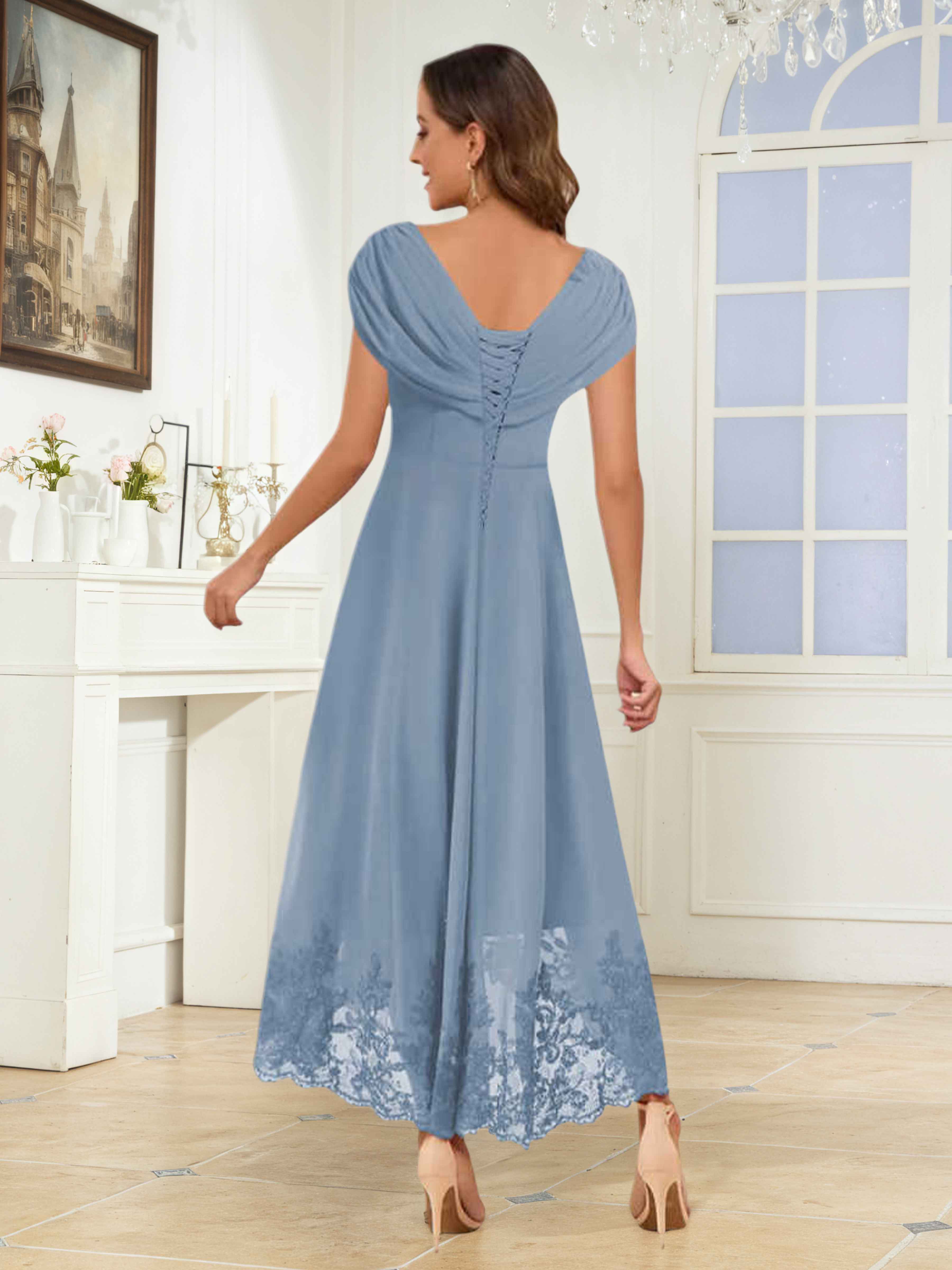 Hyacinth Flowing A-Line Lace Asymmetrical Mother of the Bride Dresses