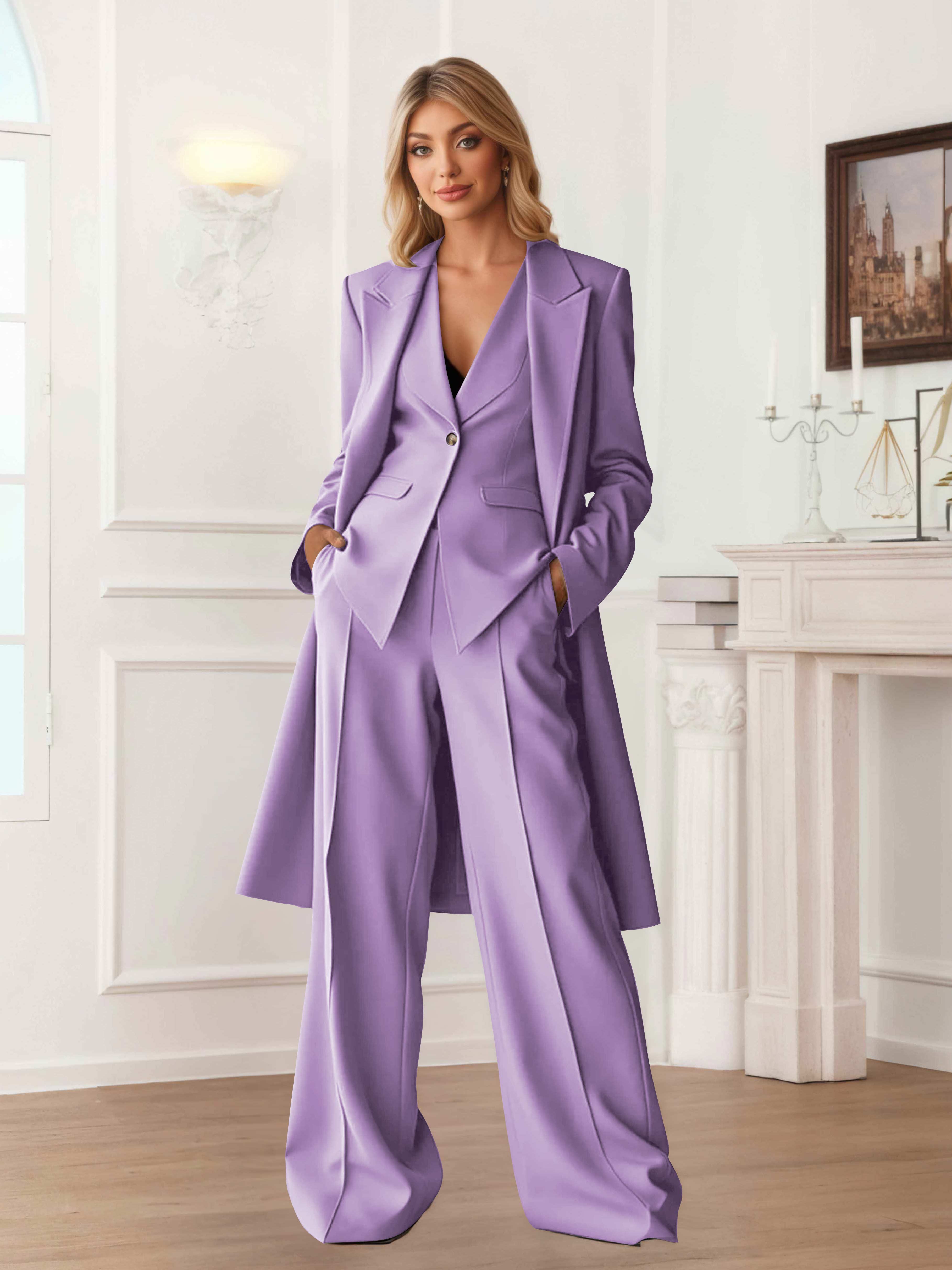 Elegant Women's 3 Pieces Casual Blazer and Pants Set UK