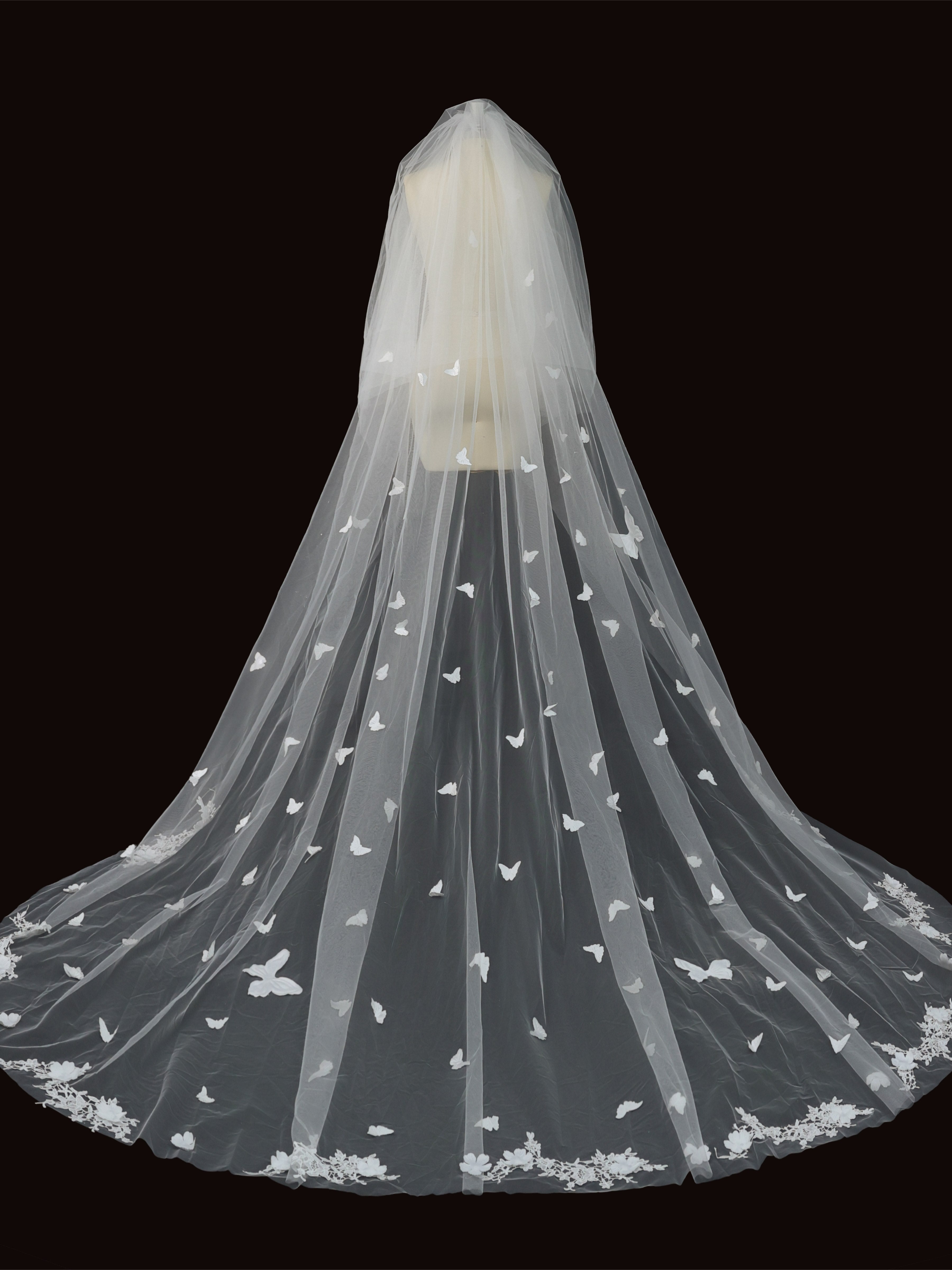 Long Butterfly Wedding Veil for Bride