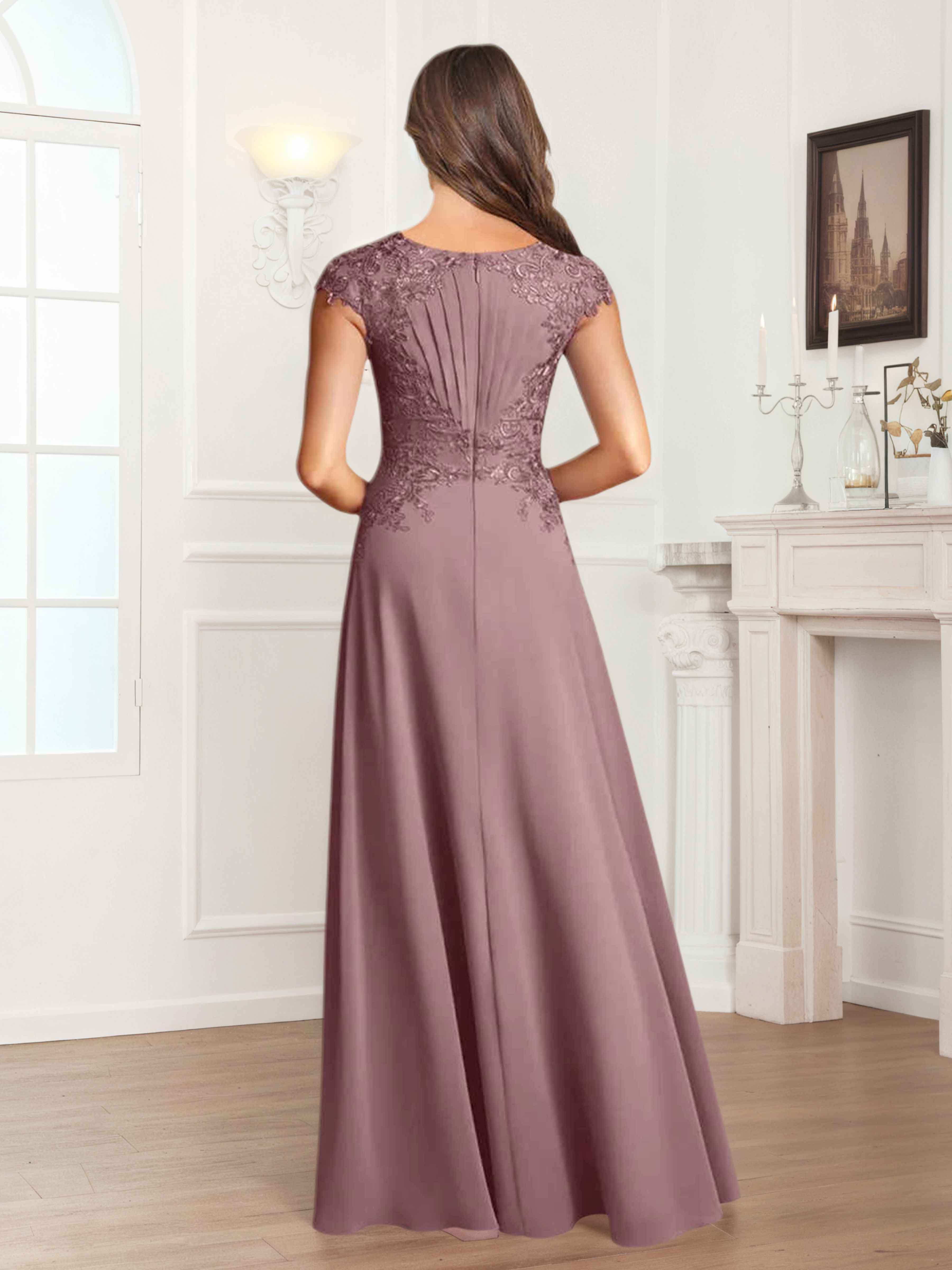 Mairen Trendy A-Line Pleated Appliques Long Mother of the Bride Dresses