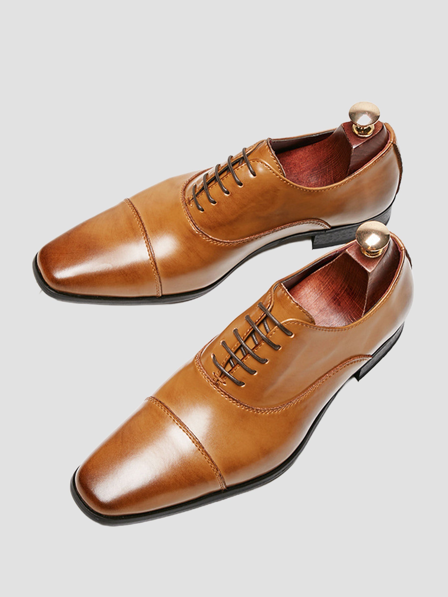 Men's Cognac Cap-Toe Oxford Dress Shoes UK