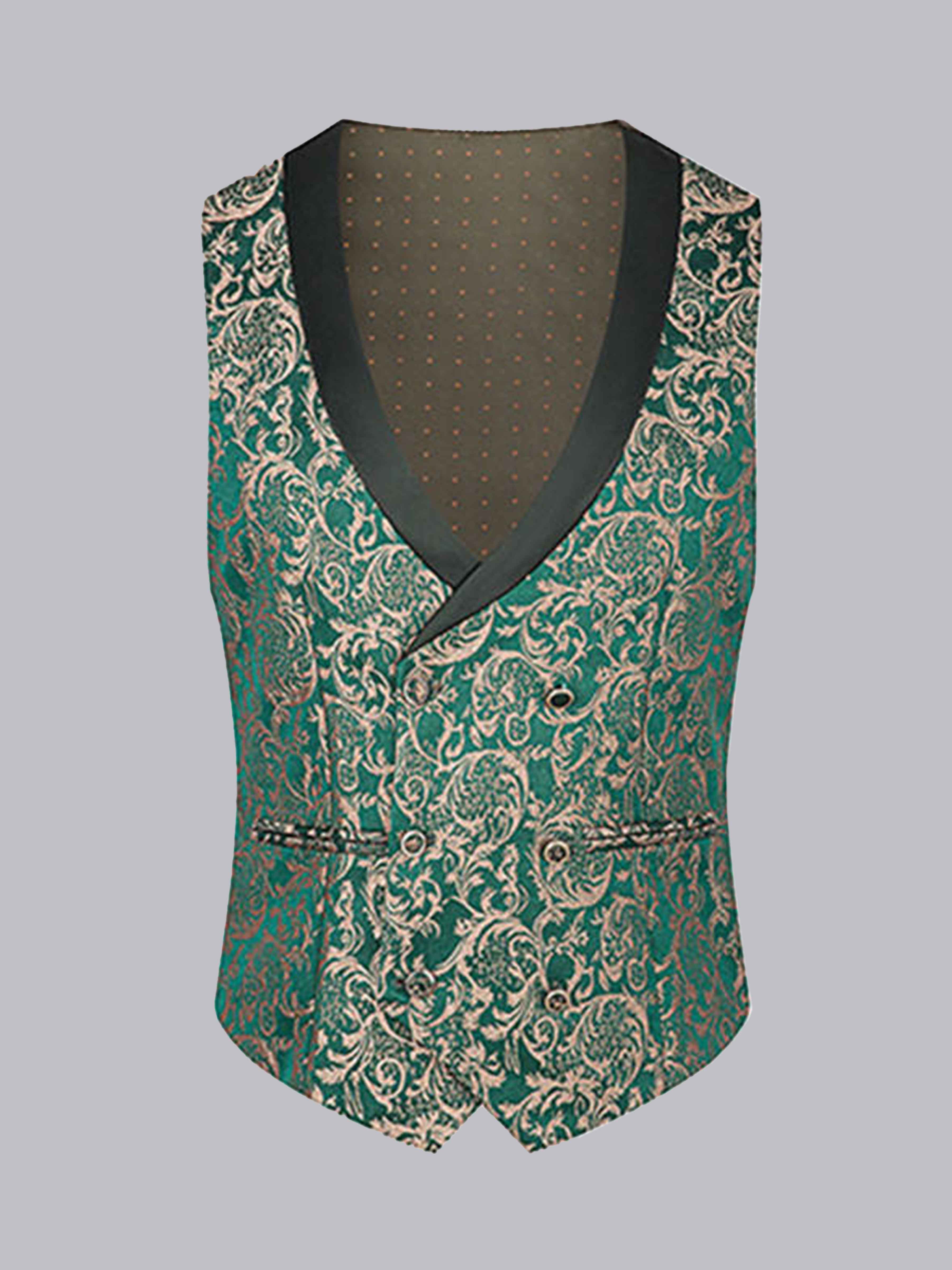 Men's Formal Jacquard Double Breasted Vest UK