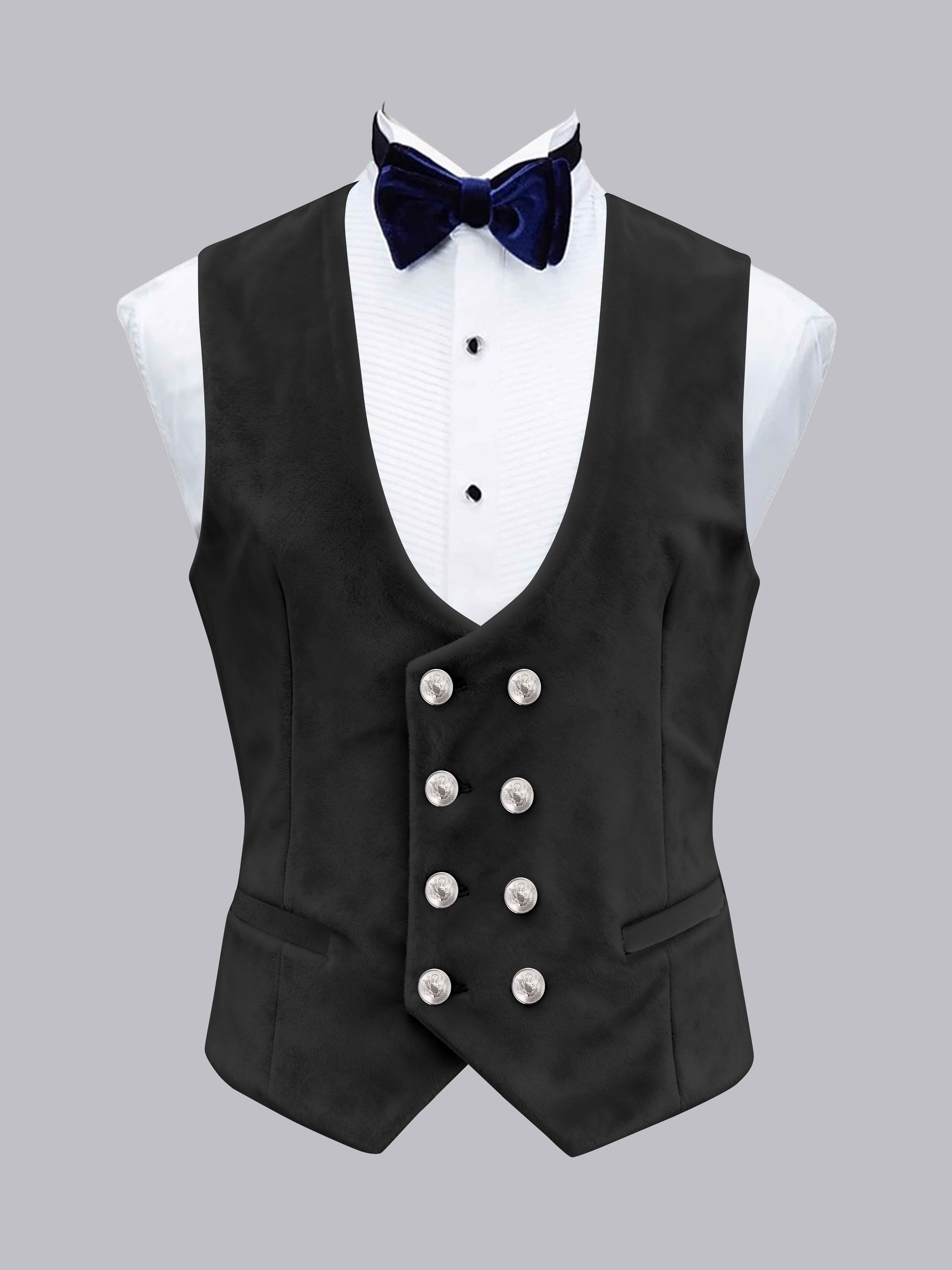 Men's Slim Fit Double Breasted Velvet Vest UK