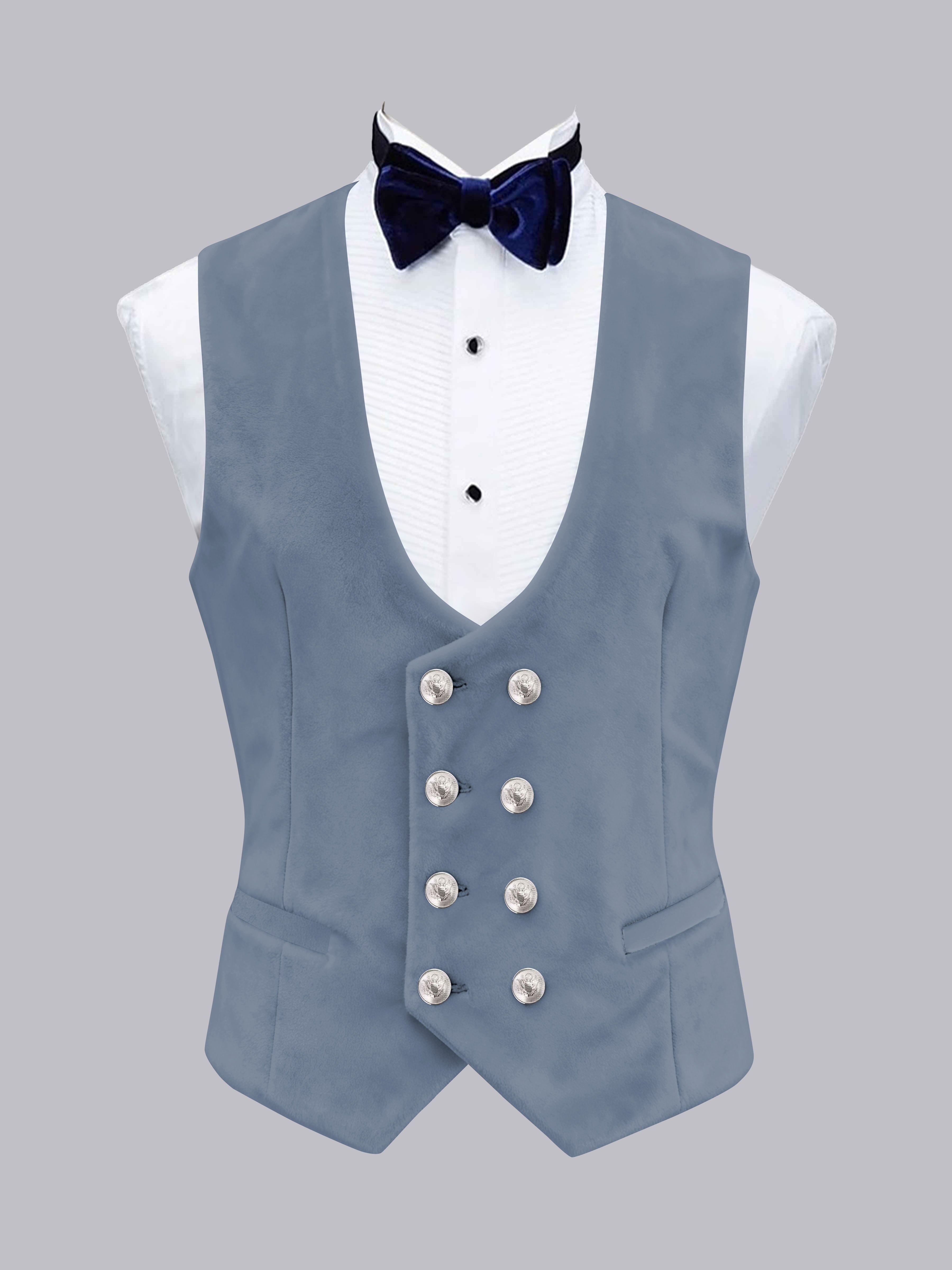 Men's Slim Fit Double Breasted Velvet Vest UK