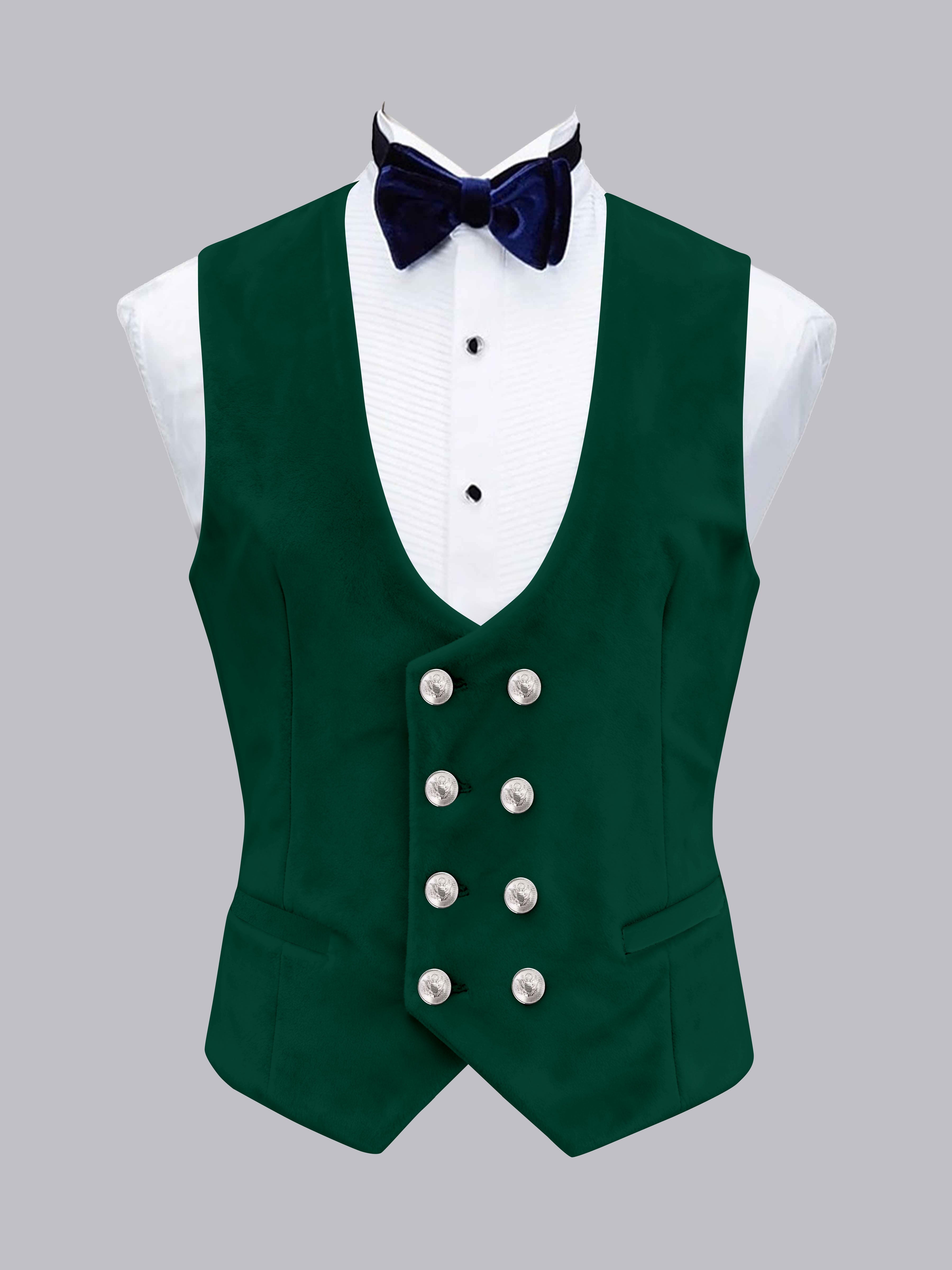 Men's Slim Fit Double Breasted Velvet Vest UK