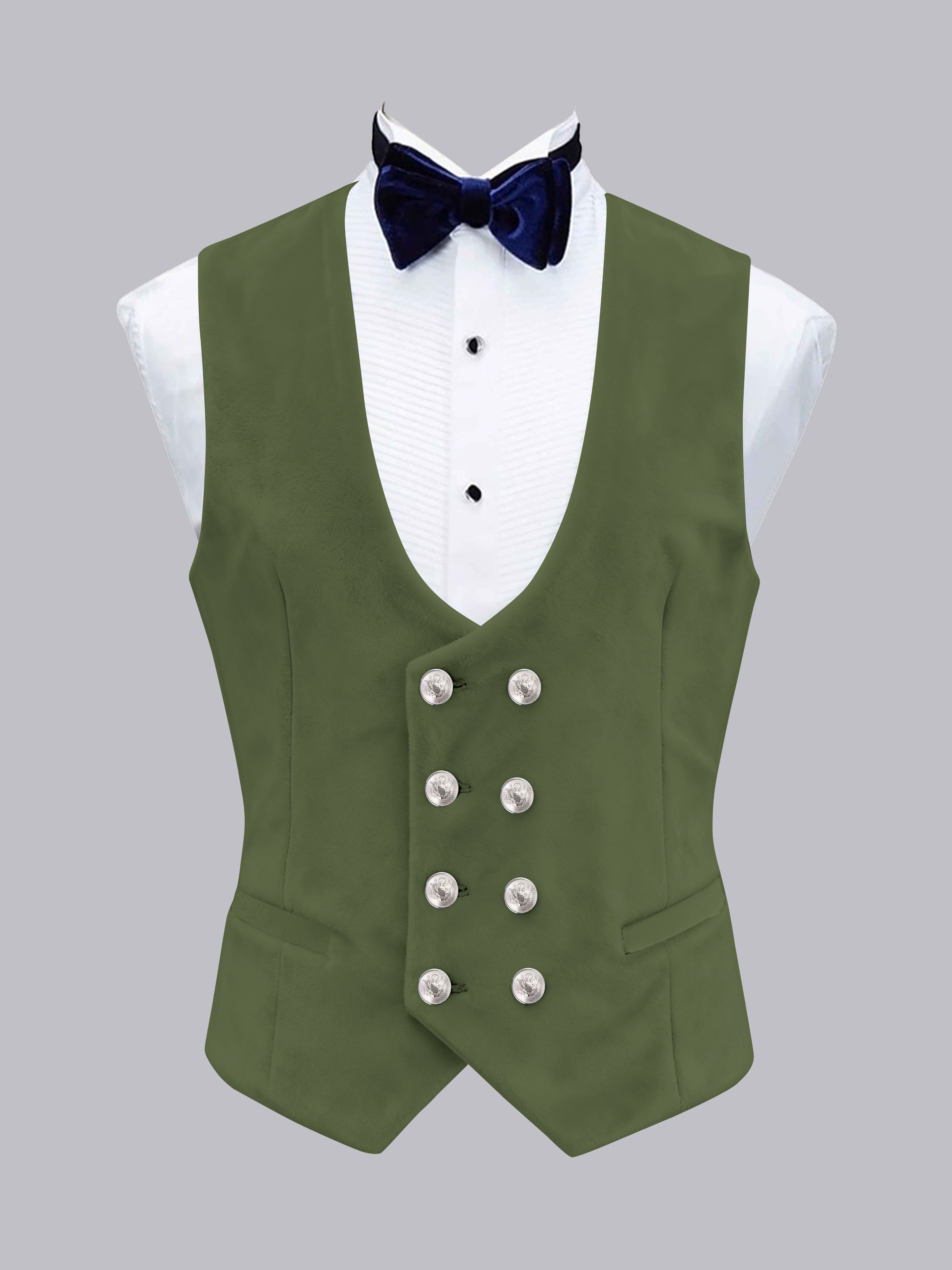Men's Slim Fit Double Breasted Velvet Vest UK