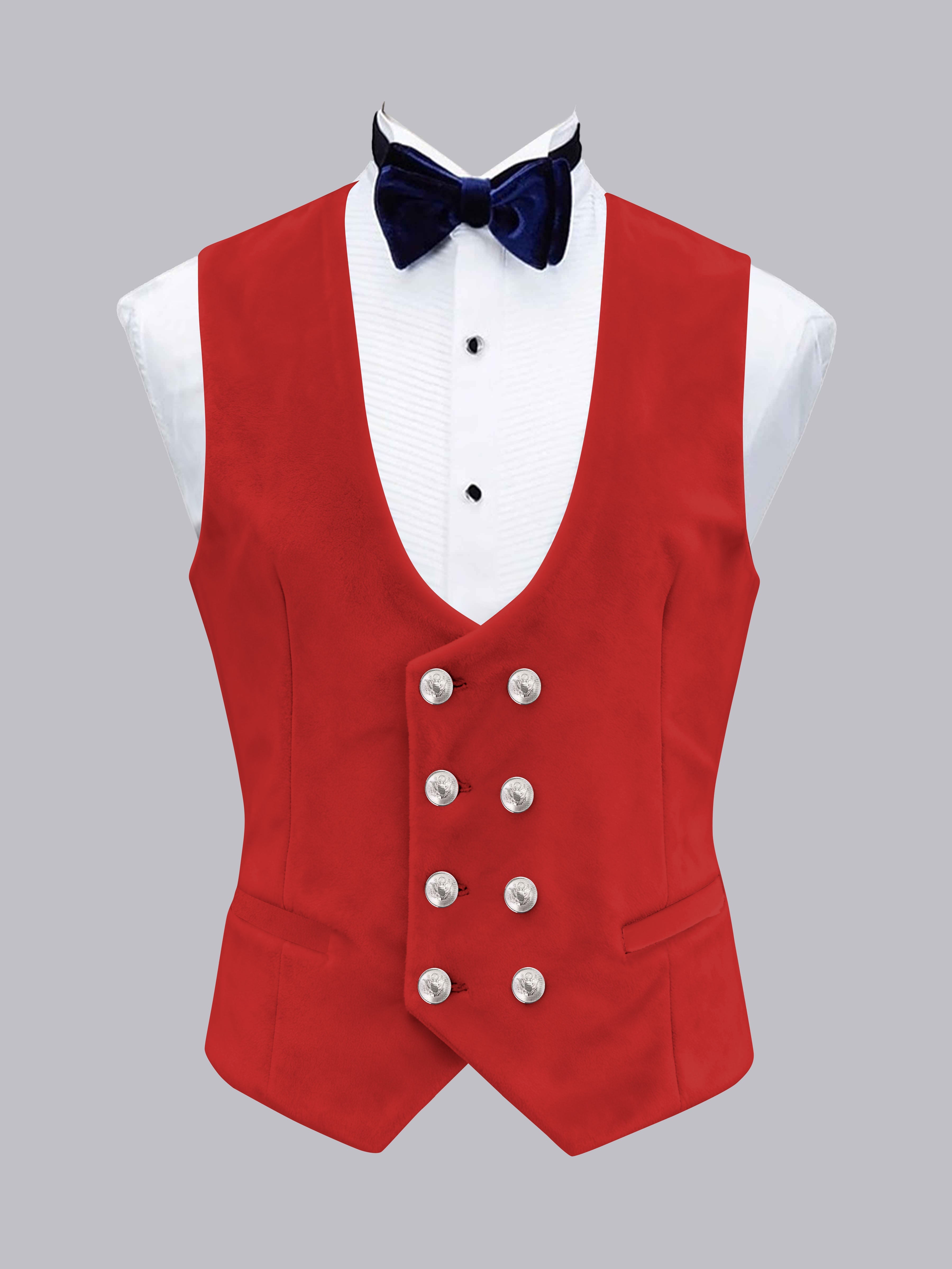 Men's Slim Fit Double Breasted Velvet Vest UK