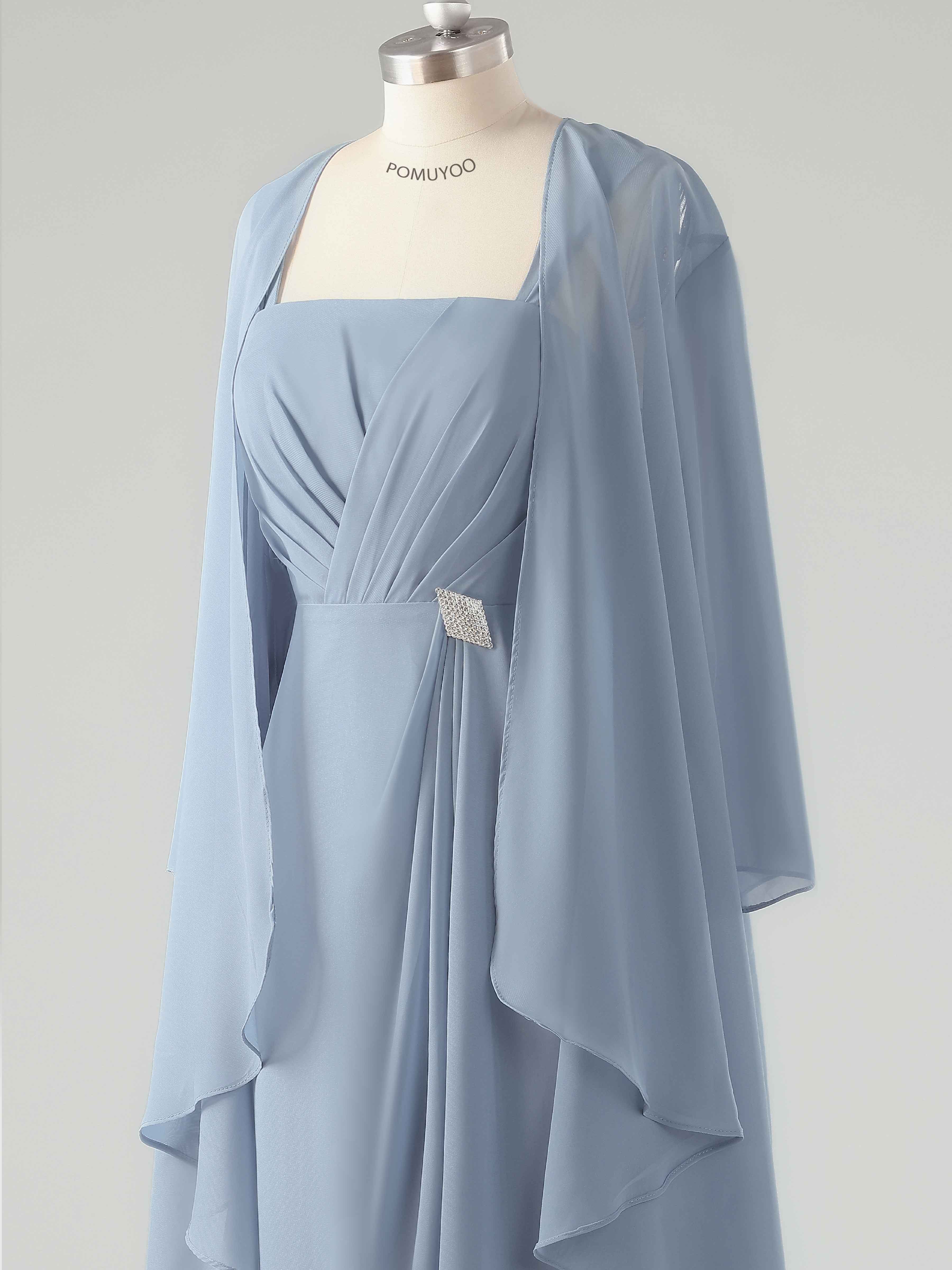 Modern A-Line 2 Pieces High Low Chiffon Mother of The Bride Dresses