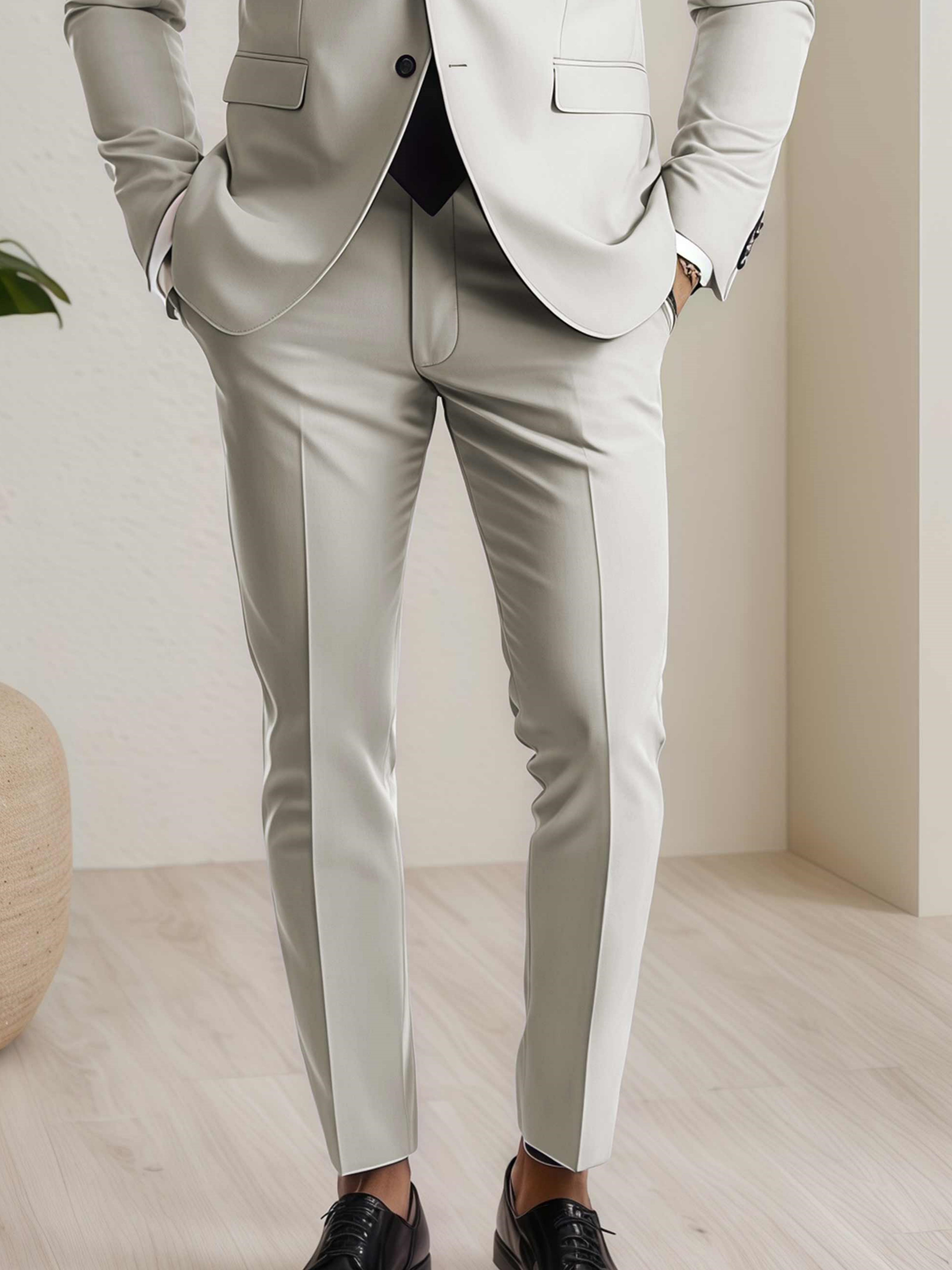 Modern Men's Straight Leg Plain Standard Fit Trousers UK