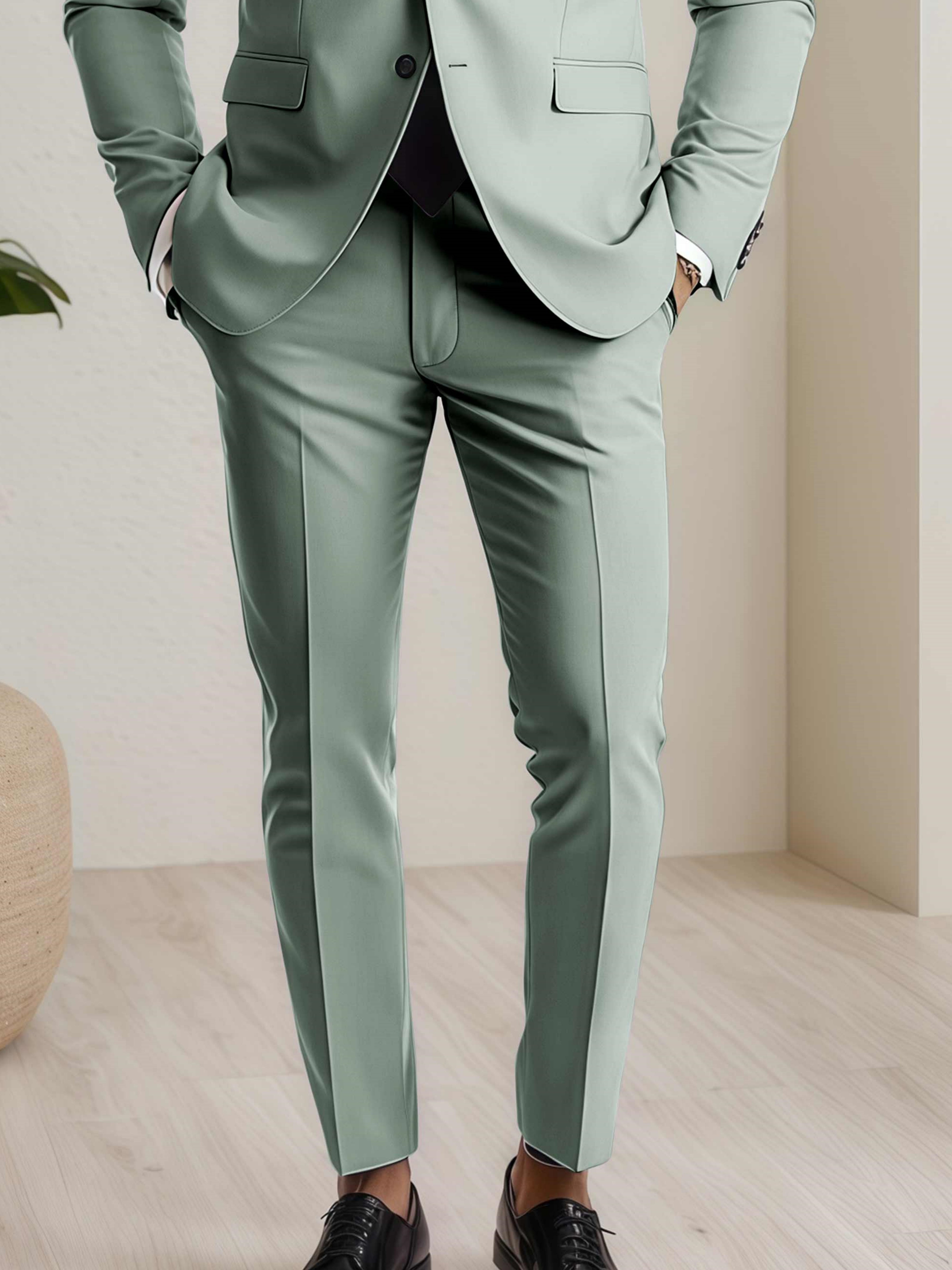 Modern Men's Straight Leg Plain Standard Fit Trousers UK