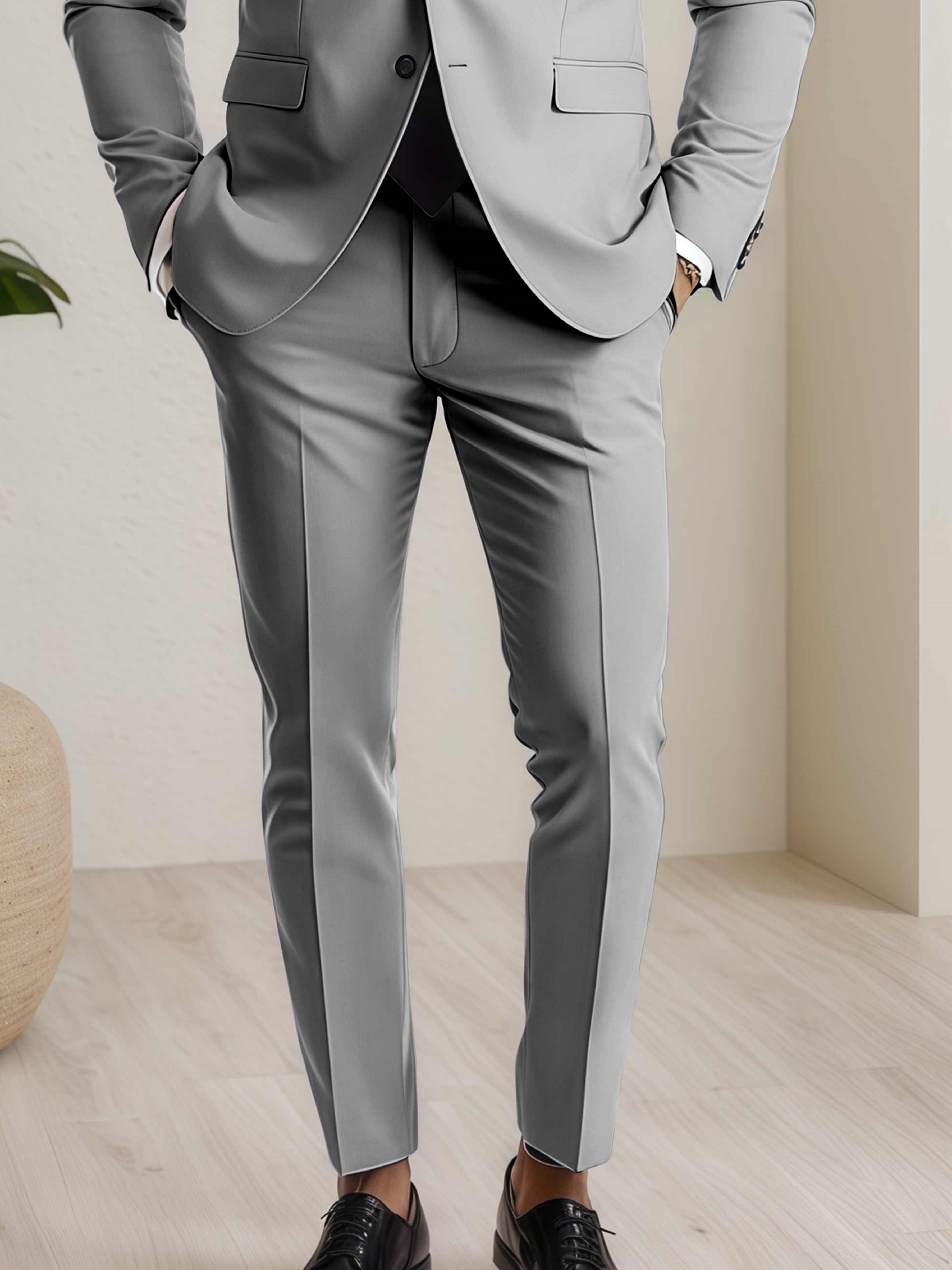 Modern Men's Straight Leg Plain Standard Fit Trousers UK