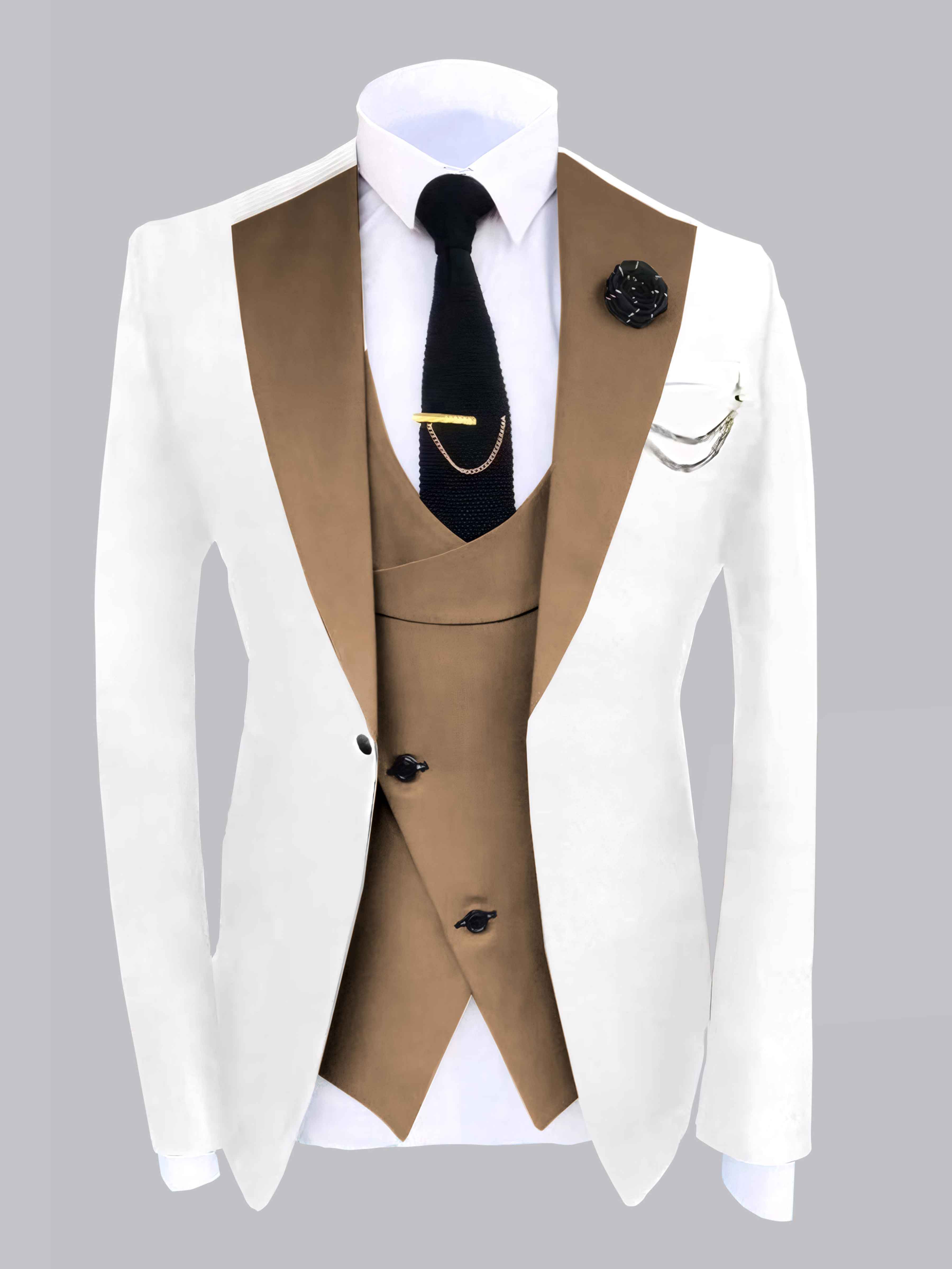 Modern Men's 2 Piece Jacket Set with Colour Block Design