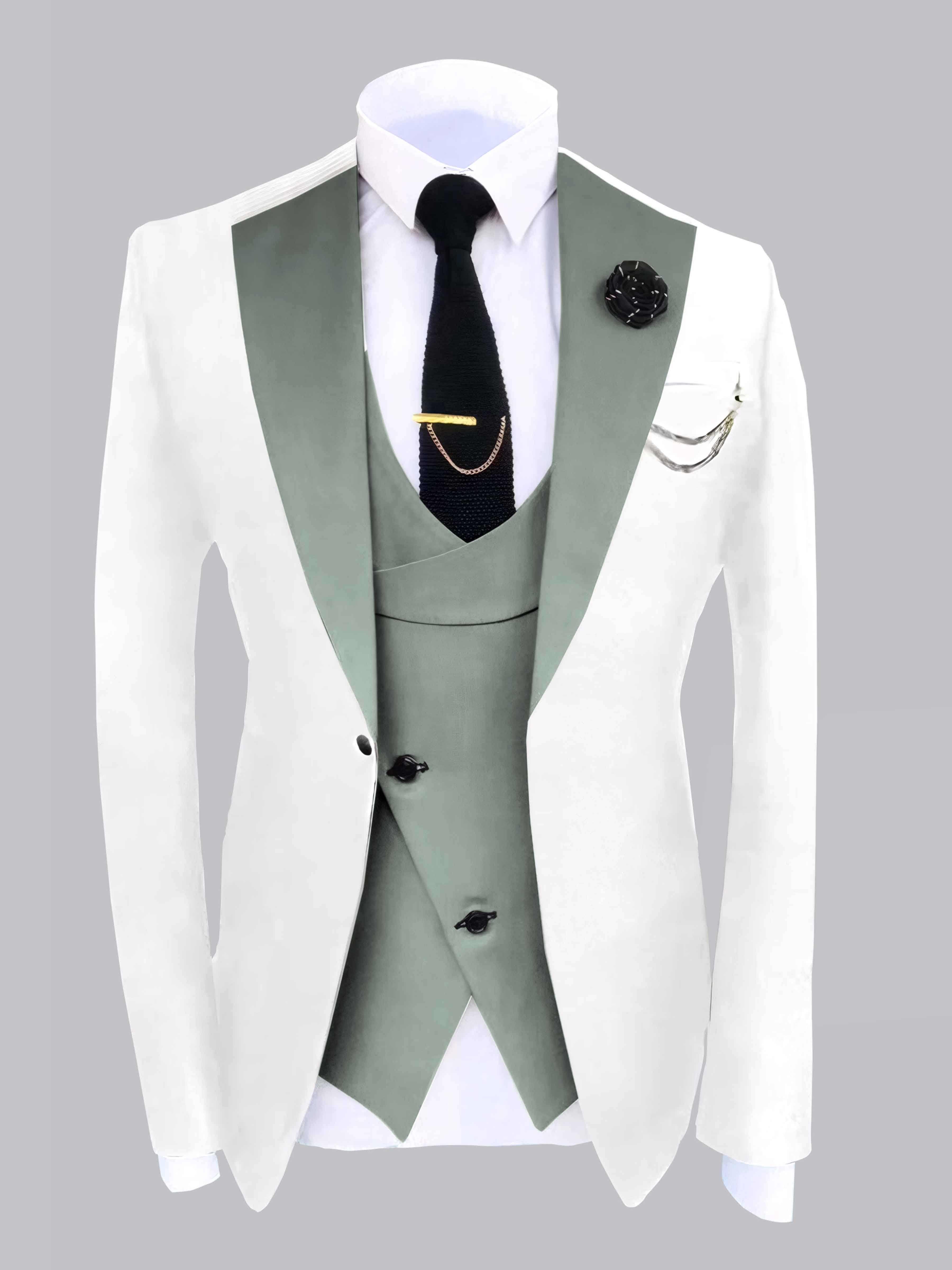 Modern Men's 2 Piece Jacket Set with Colour Block Design