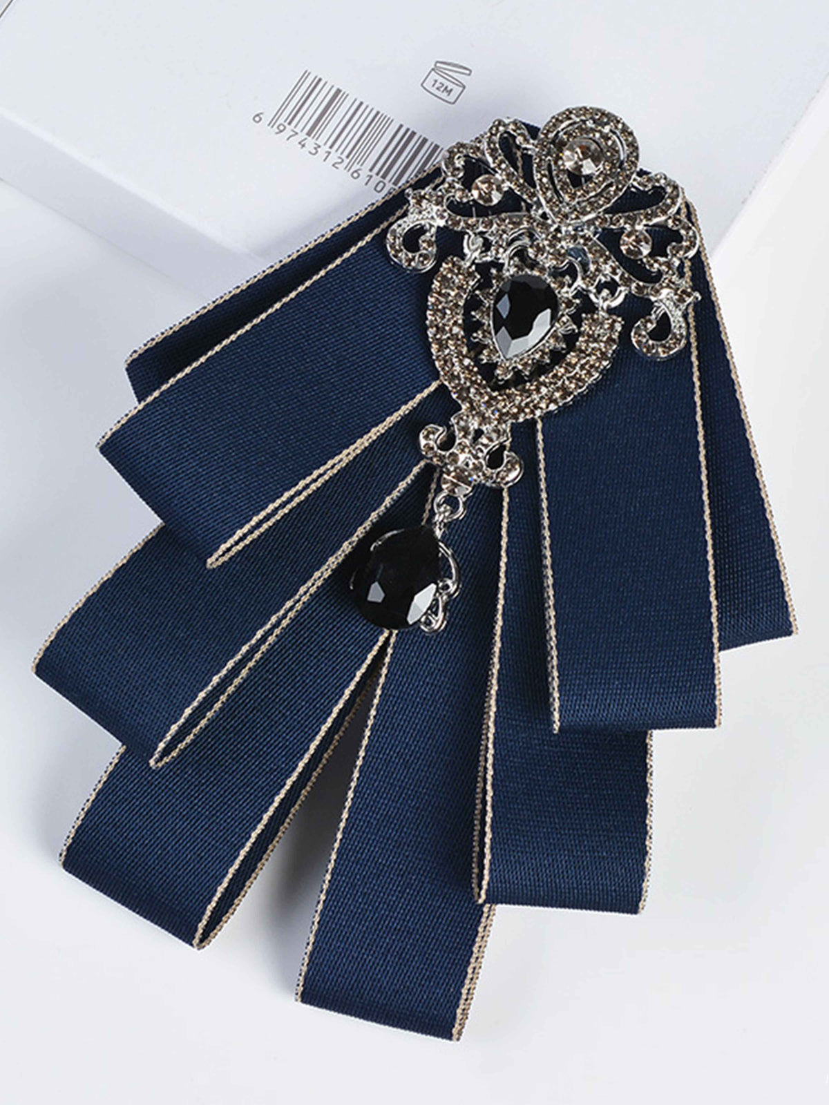 Men's Rhinestone Ribbon Lapel Brooch – Formal Suit Accessory UK