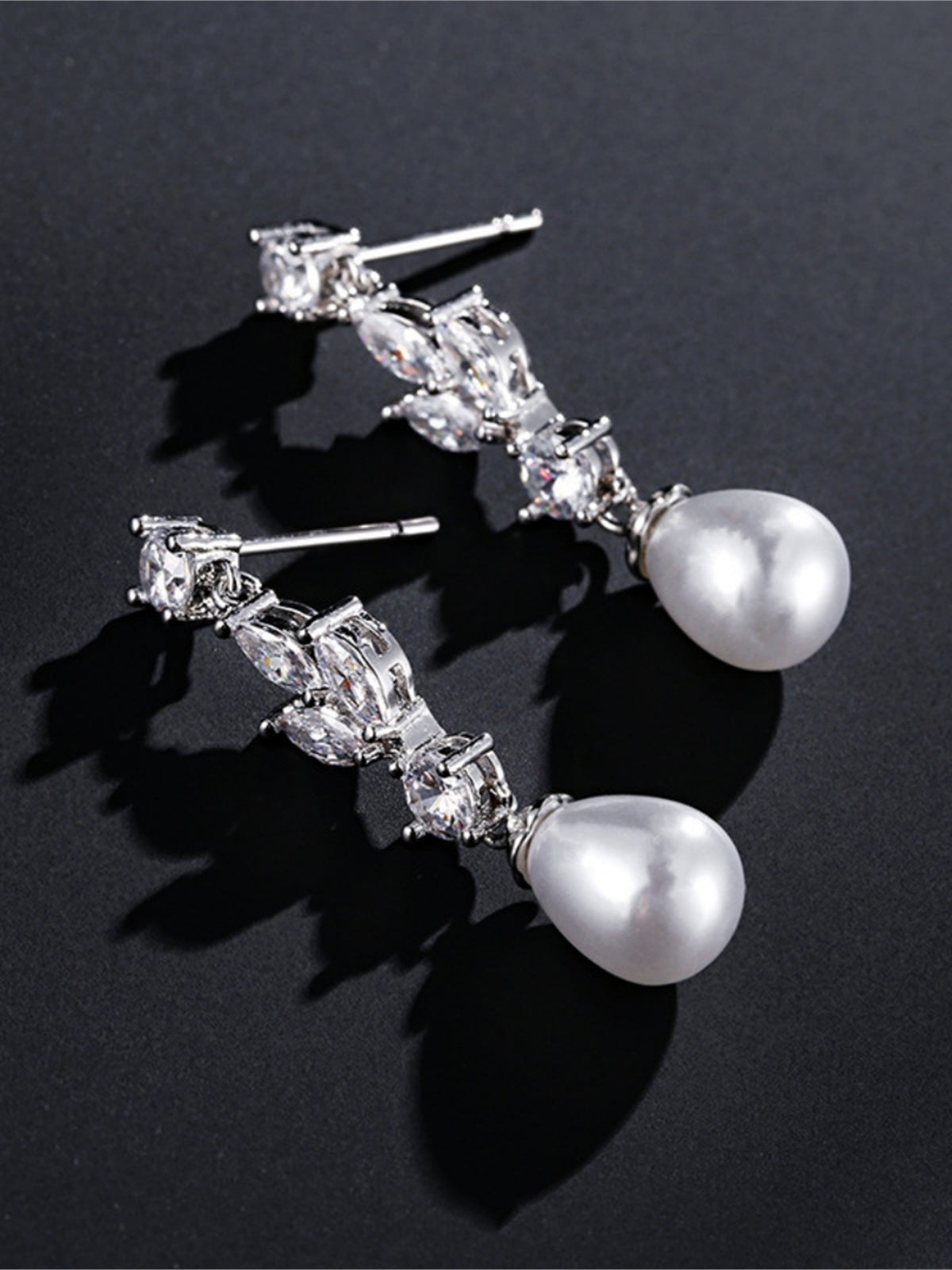 Pearl Accent Crystal Drop Earrings