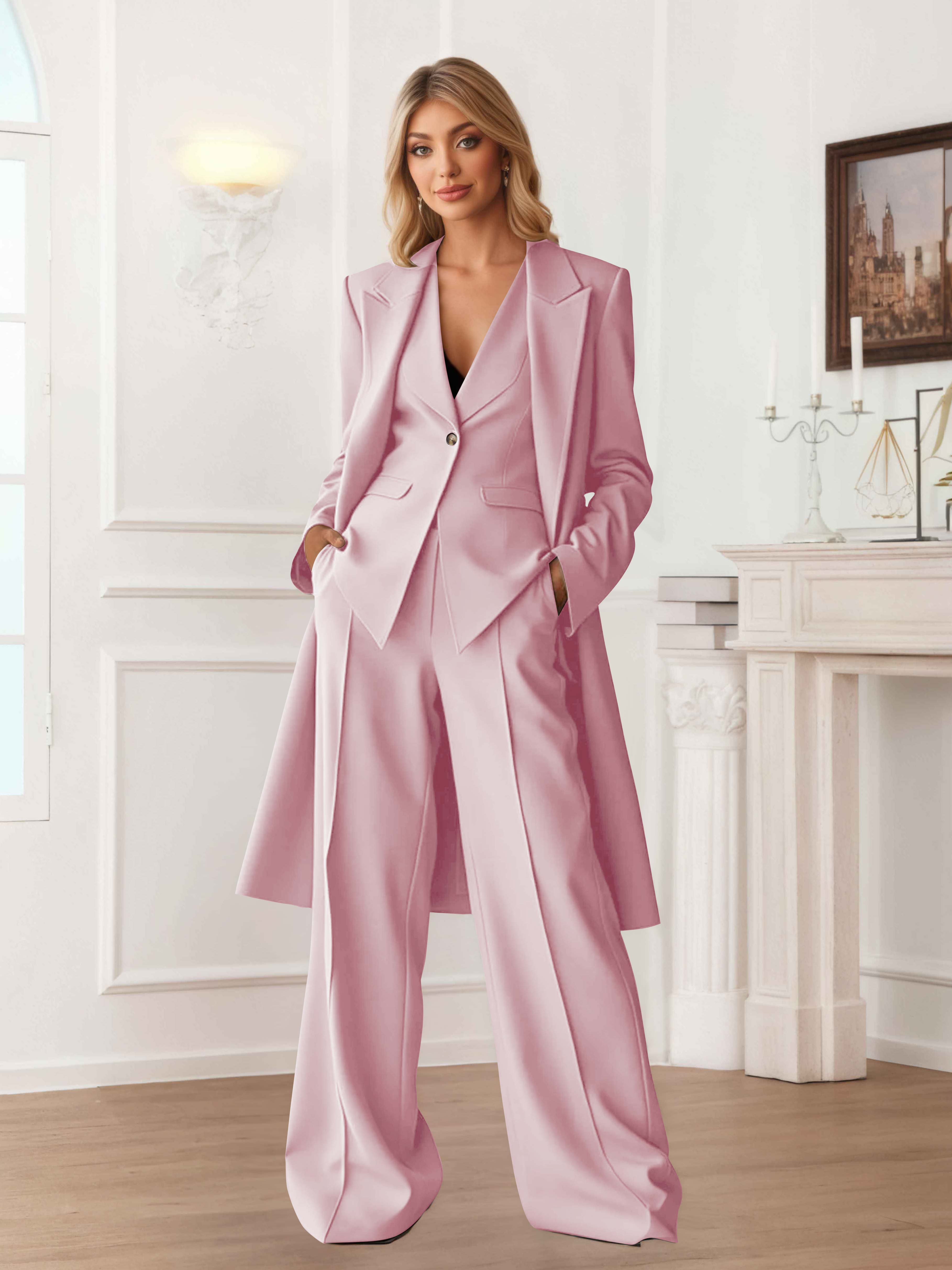 Elegant Women's 3 Pieces Casual Blazer and Pants Set UK