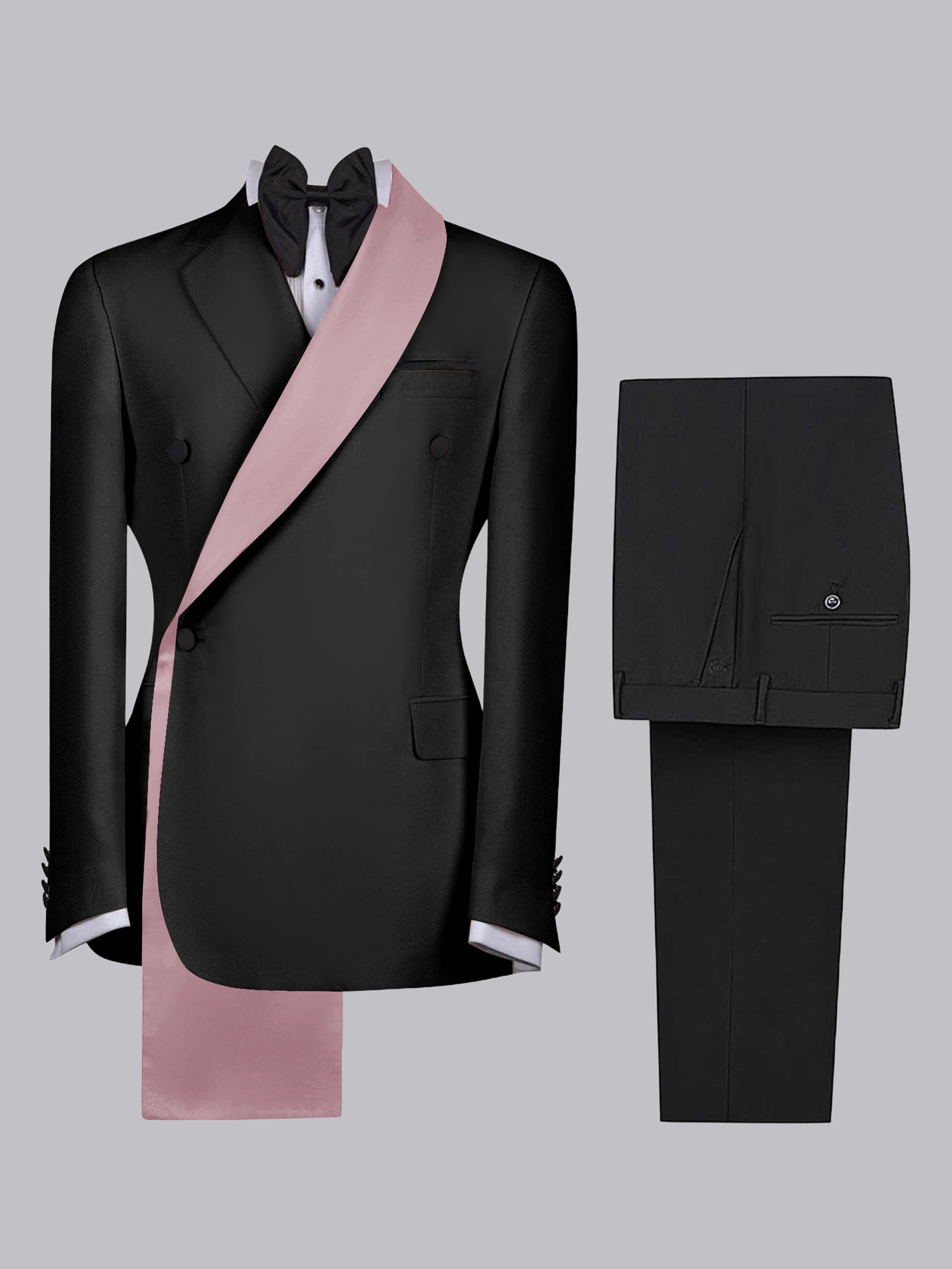 Polished Trimmed Men's Two Pieces Shawl Lapel Suit for Wedding Occasions