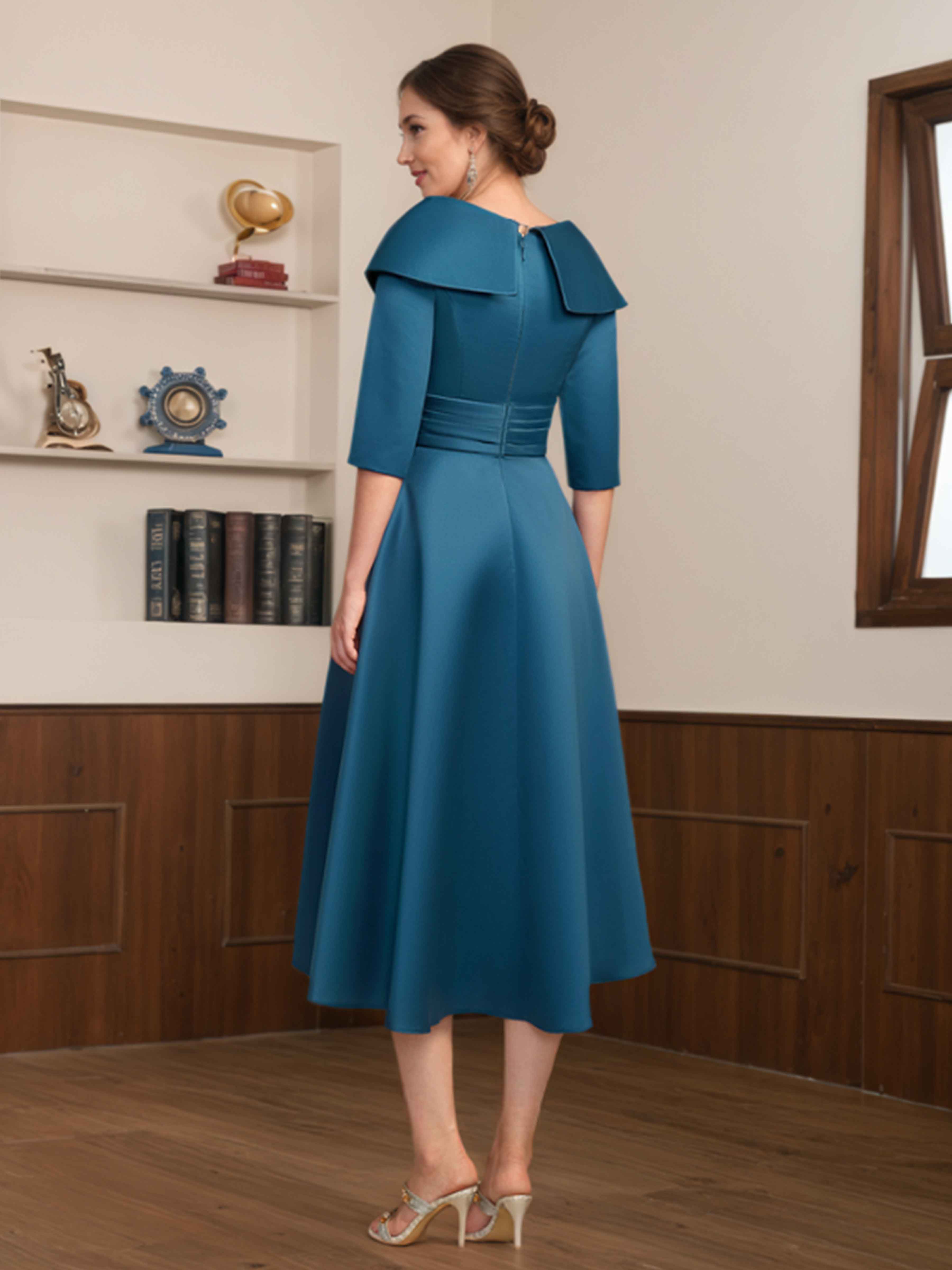 Pippa Charming A-Line Midi Satin Mother of the Bride Dresses