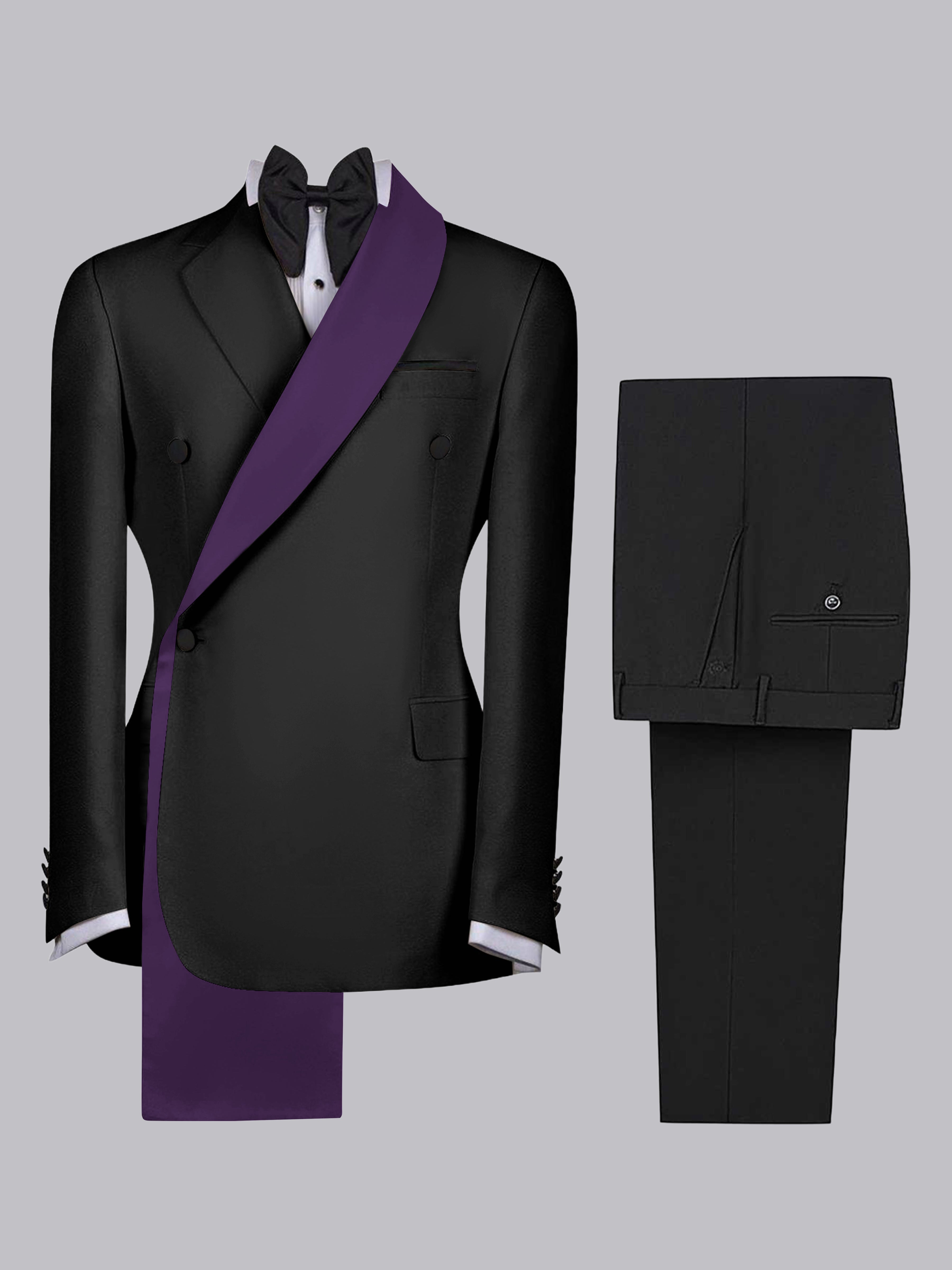 Polished Trimmed Men's Two Pieces Shawl Lapel Suit for Wedding Occasions