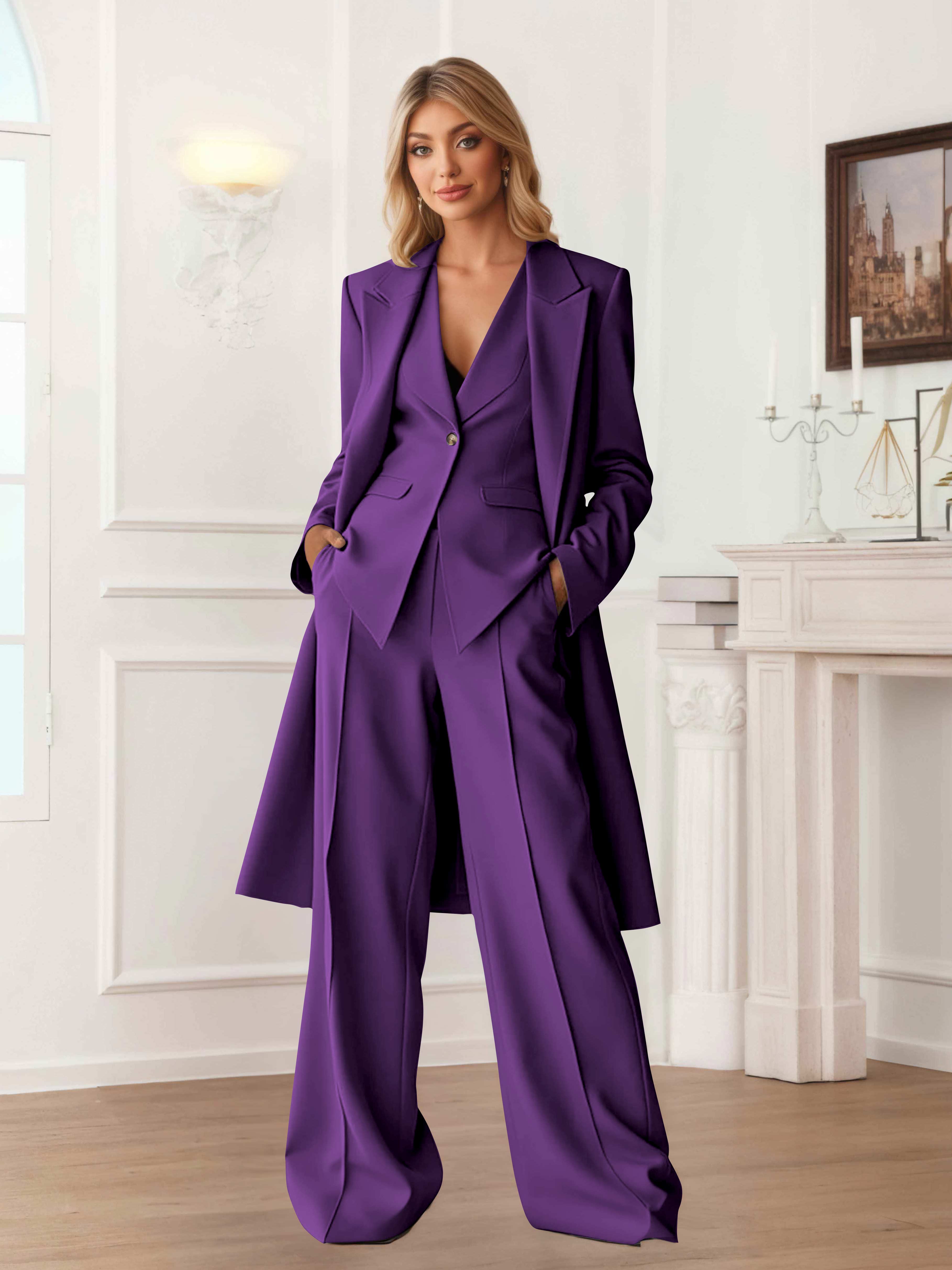 Elegant Women's 3 Pieces Casual Blazer and Pants Set UK