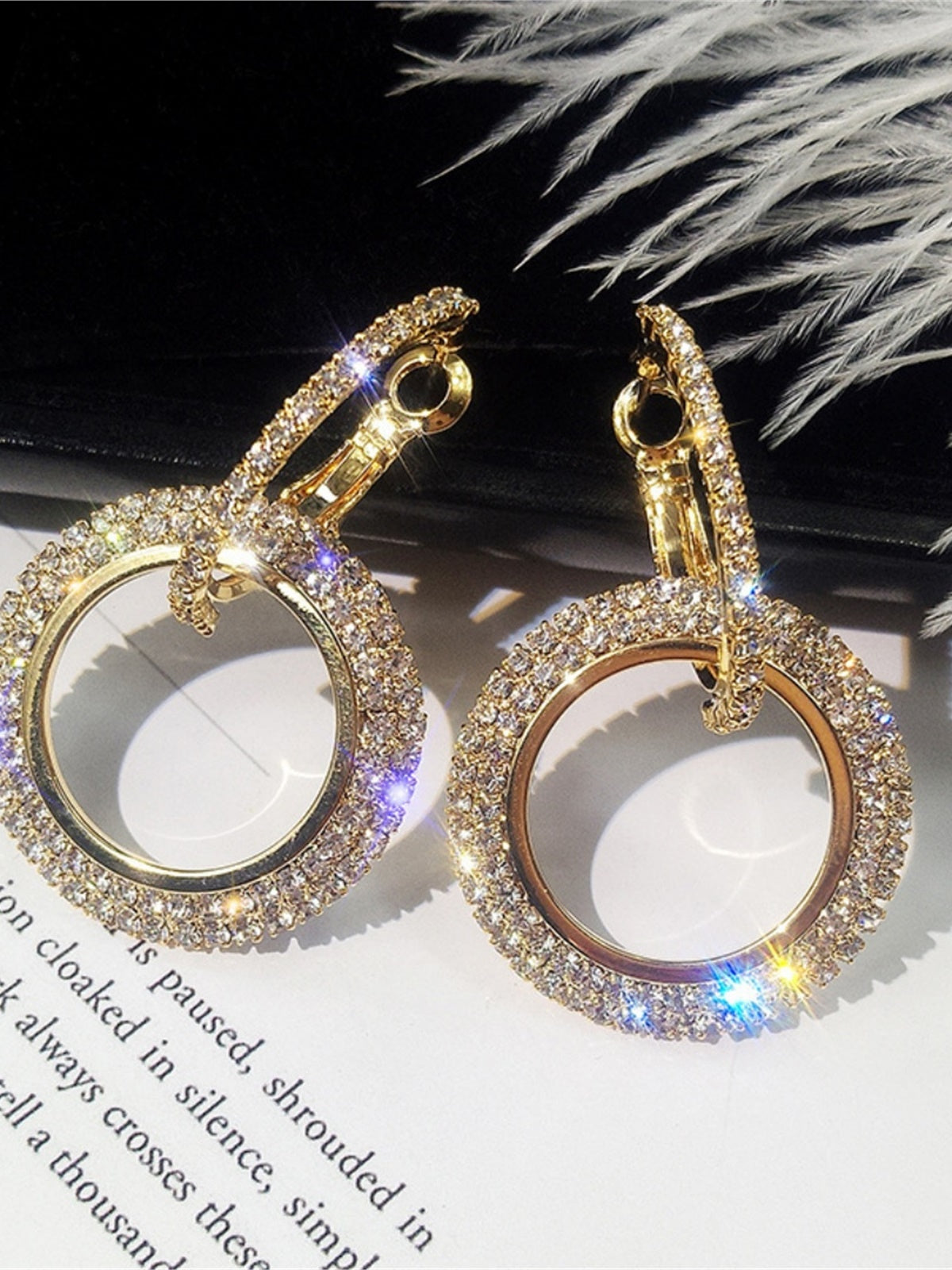 Rhinestone Circle Drop Earrings for Evening Looks
