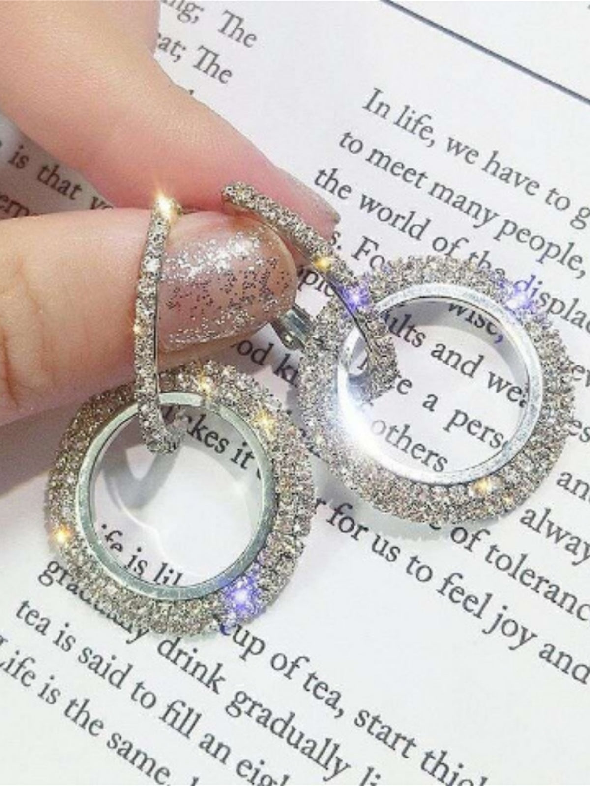 Rhinestone Circle Drop Earrings for Evening Looks