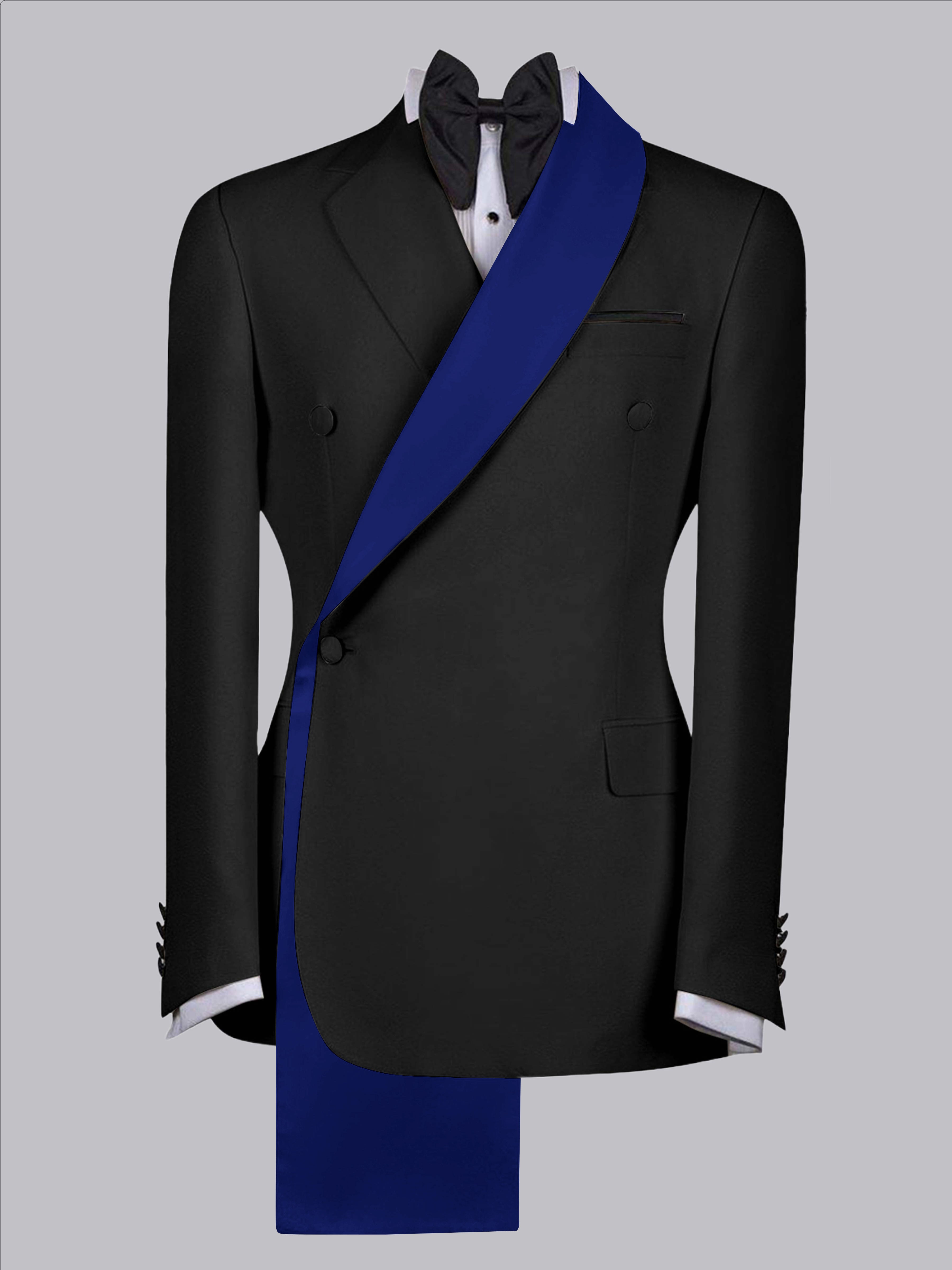 Handsome Men's Contrast Trim Shawl Lapel One Button Suit Jacket
