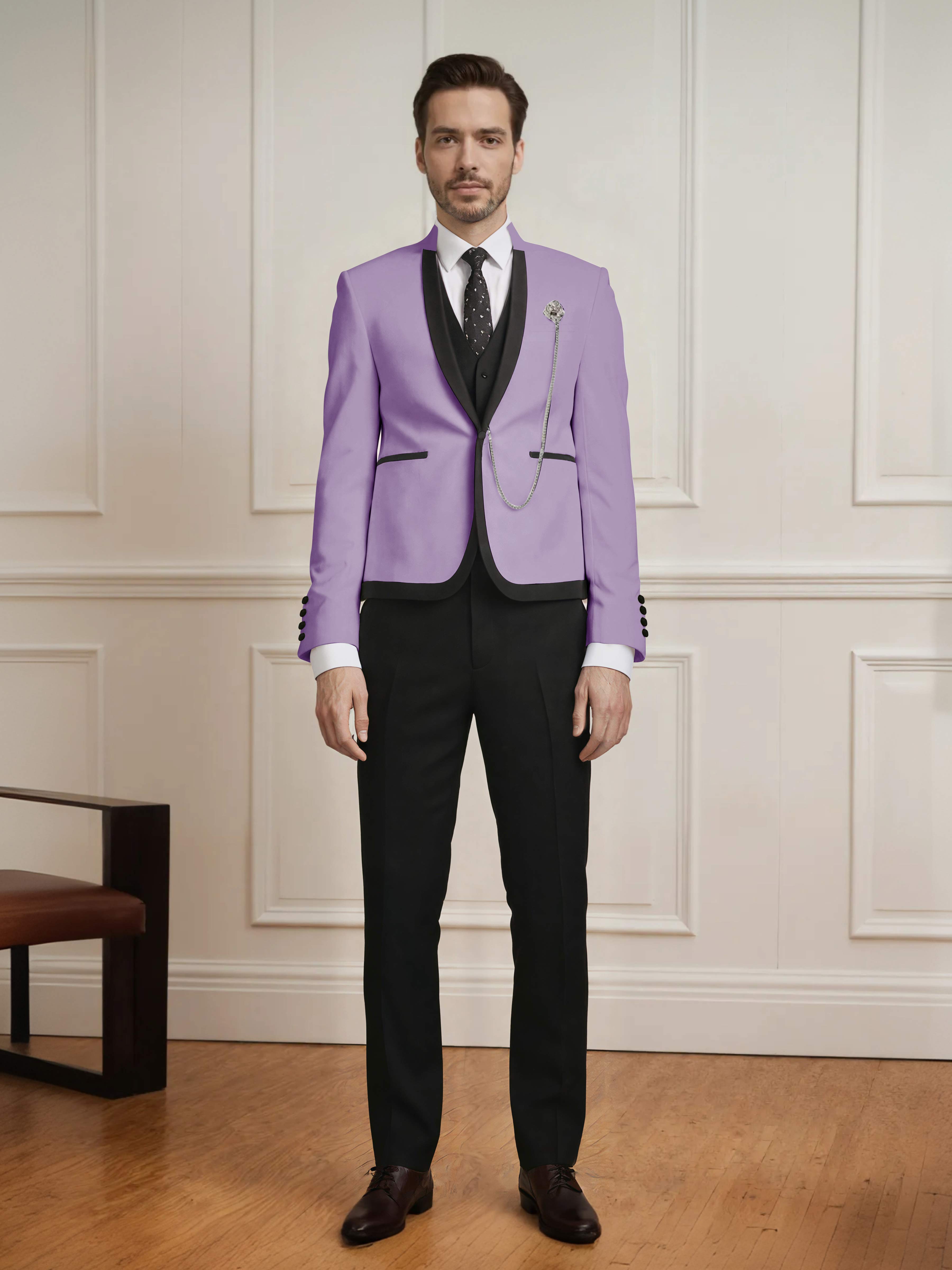 Sharp Men's 3 Pieces Slim Fit One Button Wedding Suit