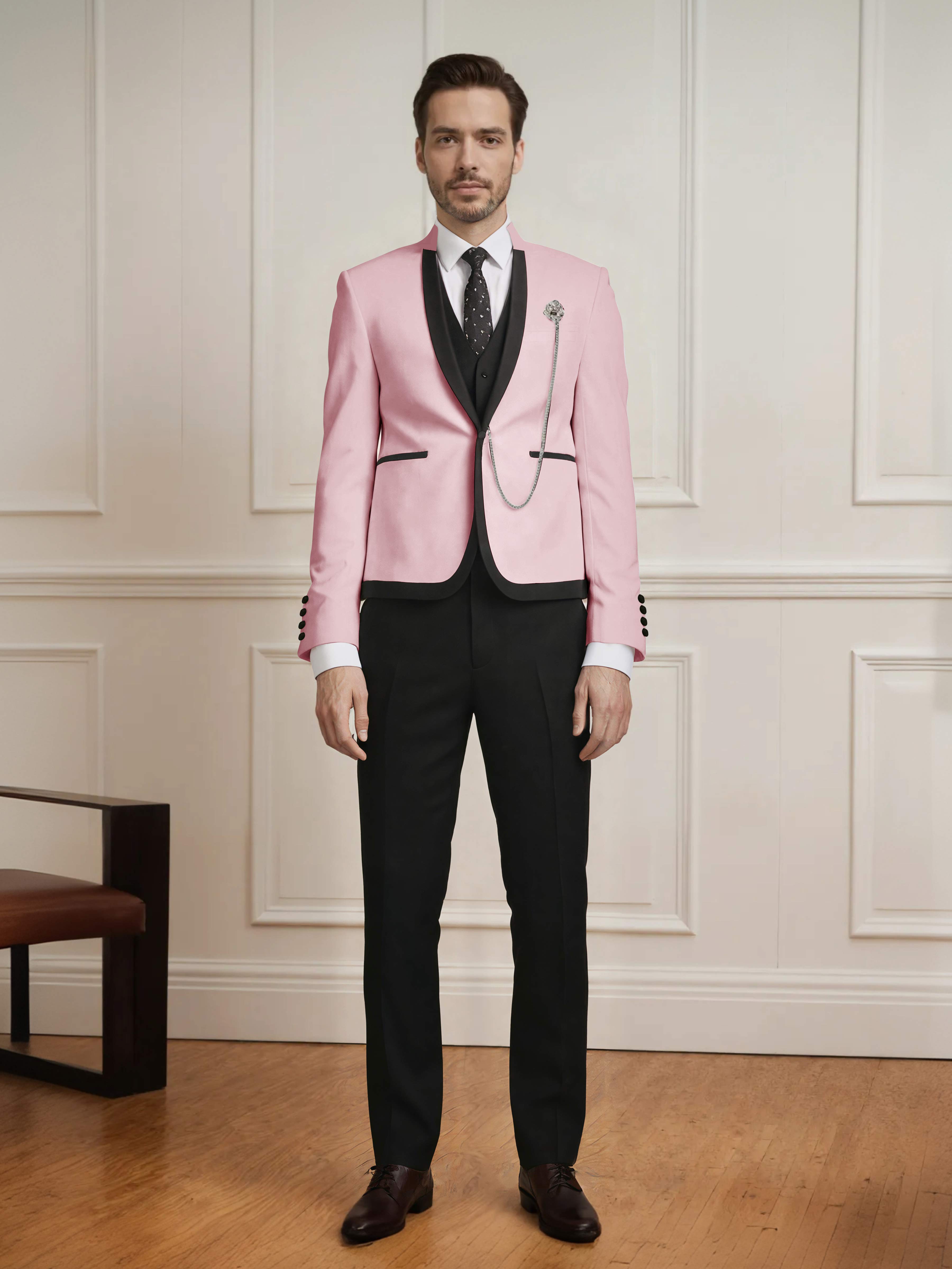 Sharp Men's 3 Pieces Slim Fit One Button Wedding Suit