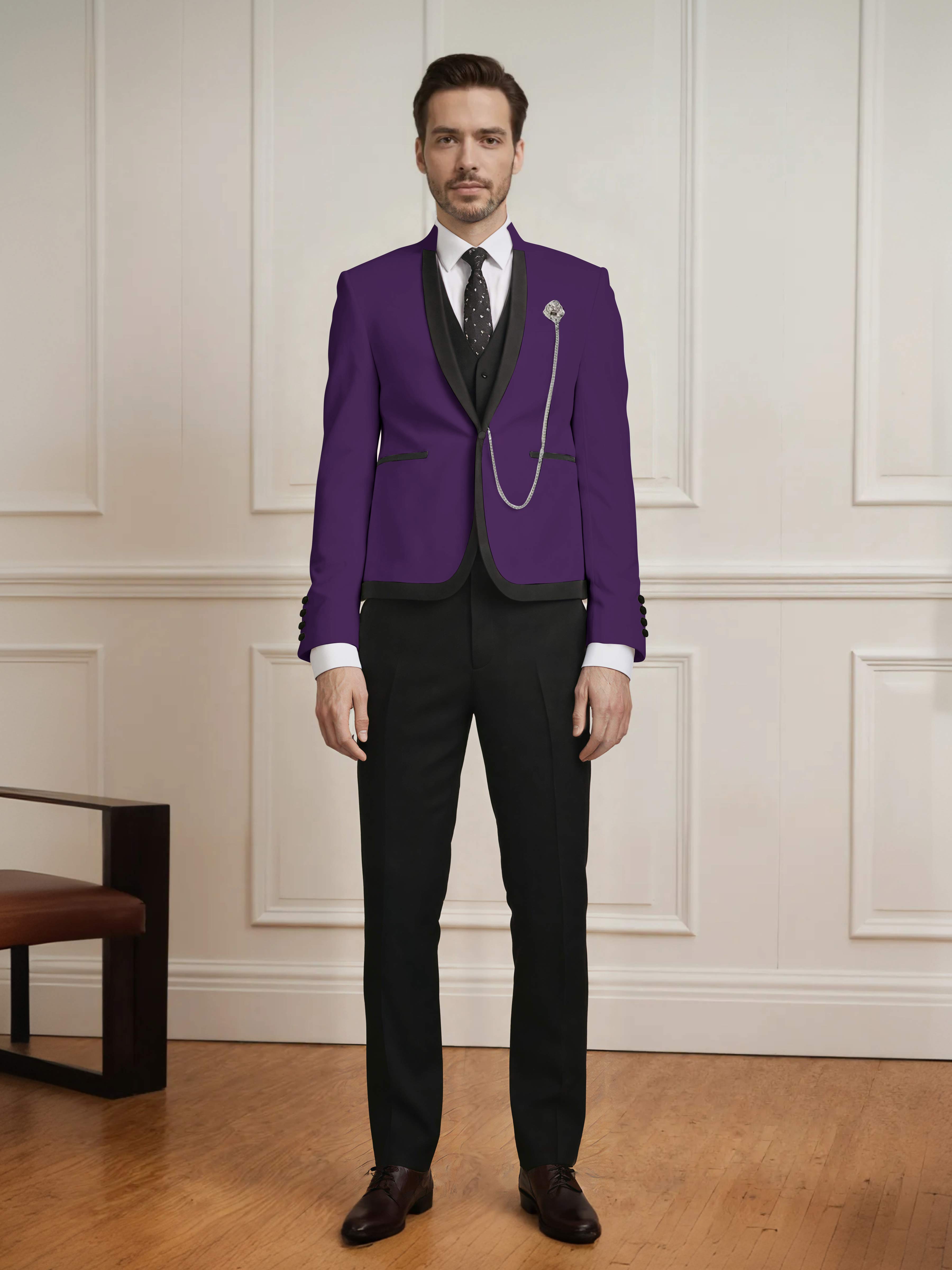 Sharp Men's 3 Pieces Slim Fit One Button Wedding Suit