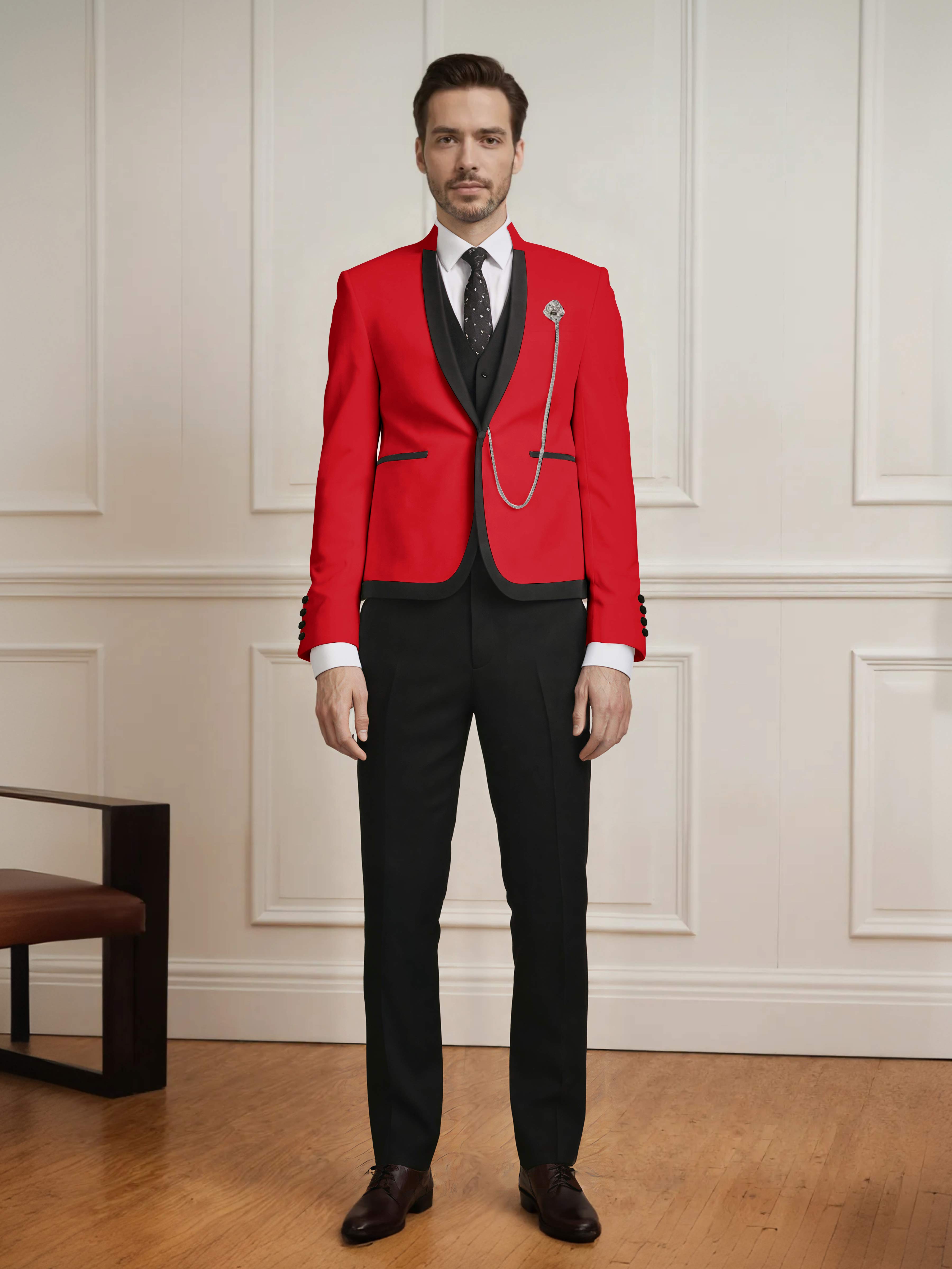 Sharp Men's 3 Pieces Slim Fit One Button Wedding Suit