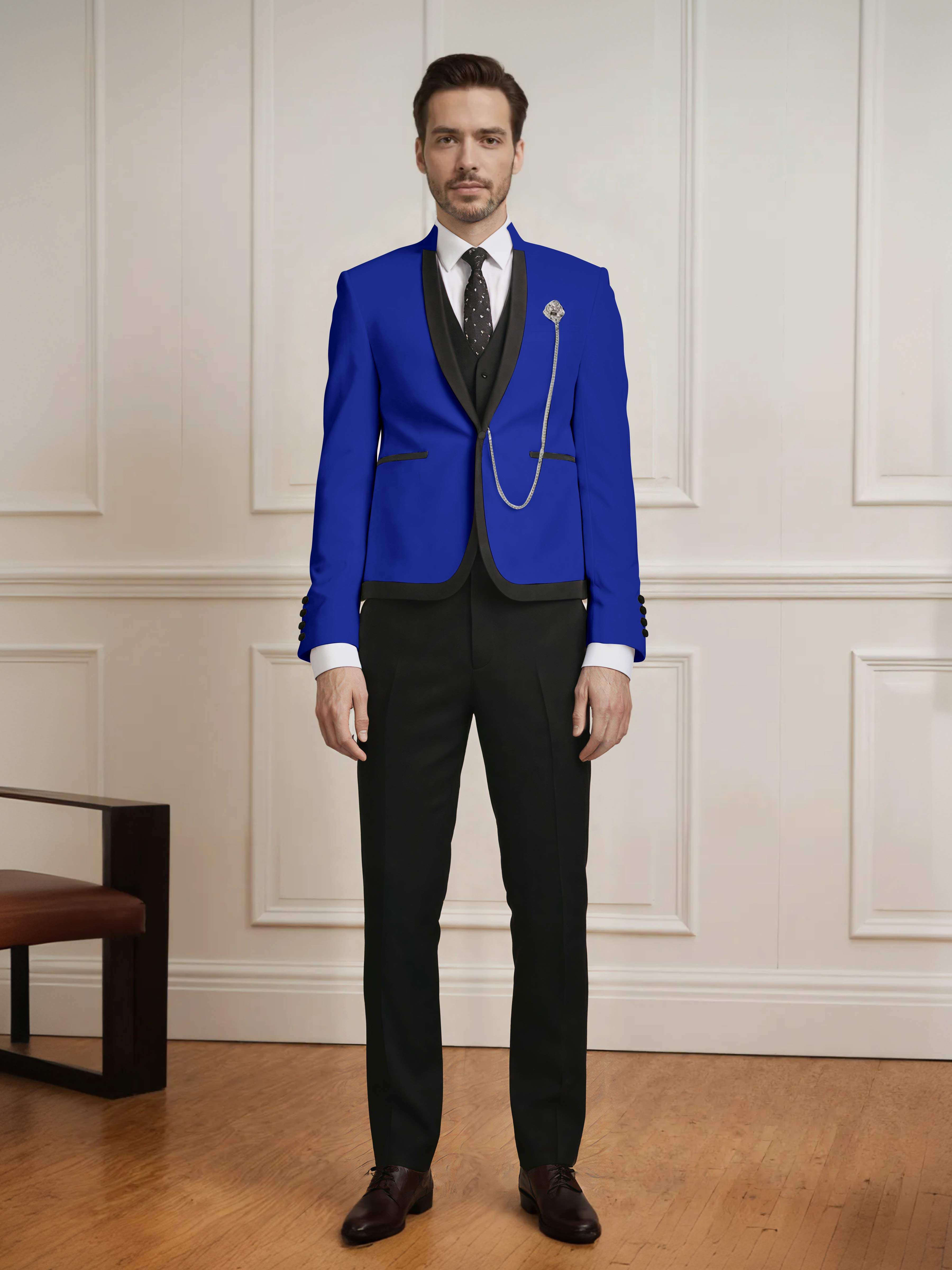 Sharp Men's 3 Pieces Slim Fit One Button Wedding Suit