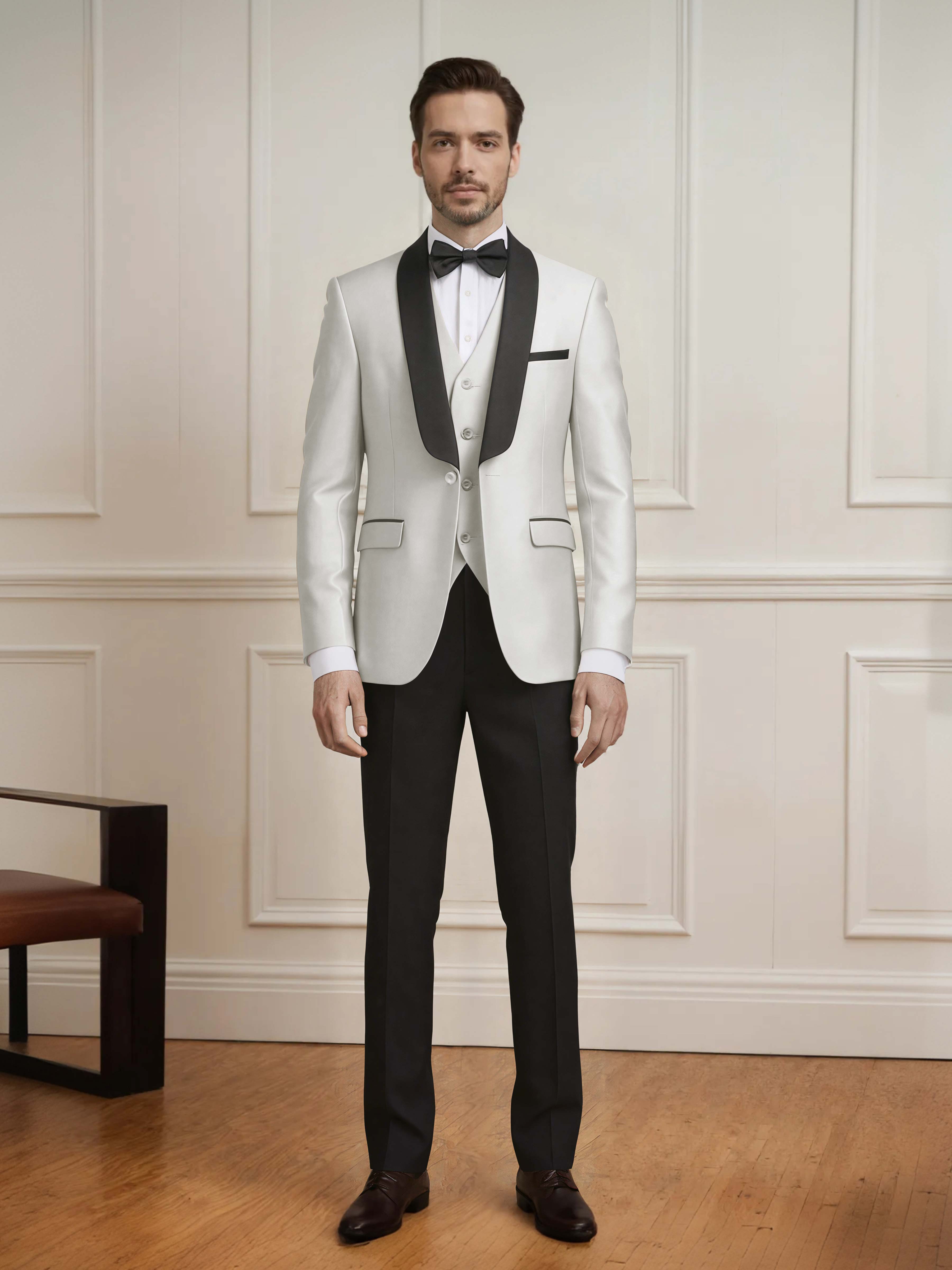 Sleek Men's One Button Shawl Lapel 3 Pieces Formal Guest & Wedding Suits