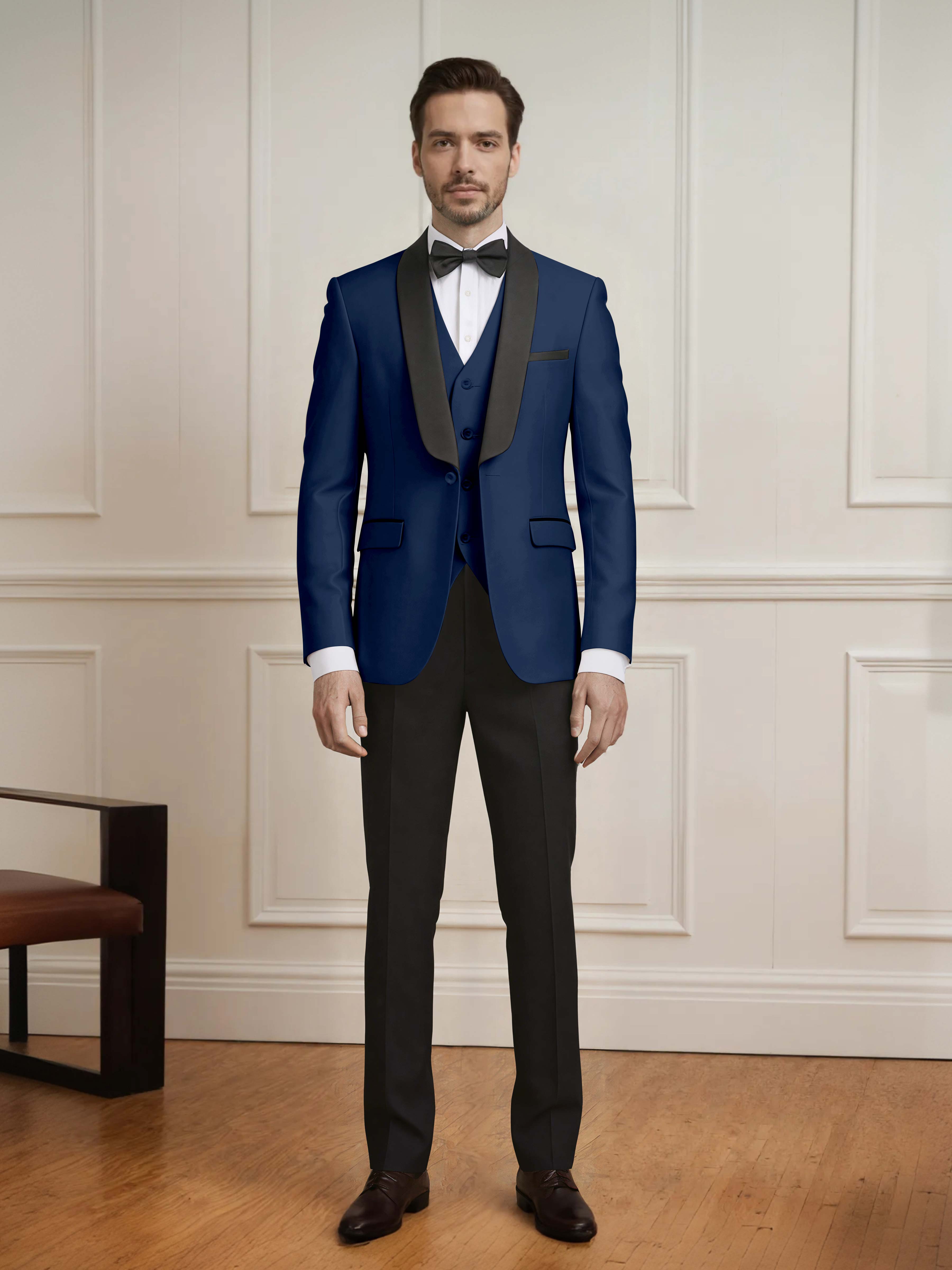 Sleek Men's One Button Shawl Lapel 3 Pieces Formal Guest & Wedding Suits
