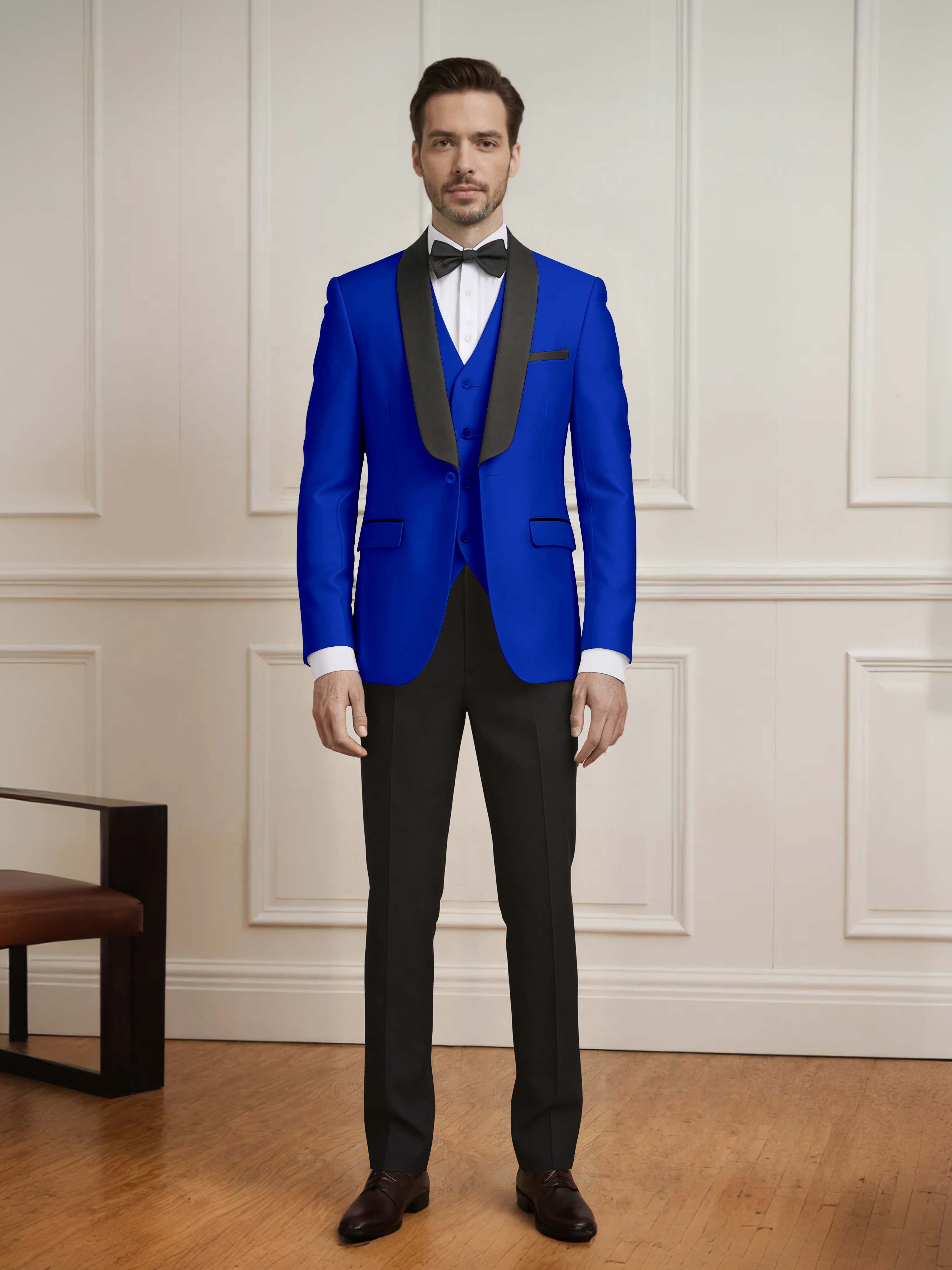 Sleek Men's One Button Shawl Lapel 3 Pieces Formal Guest & Wedding Suits