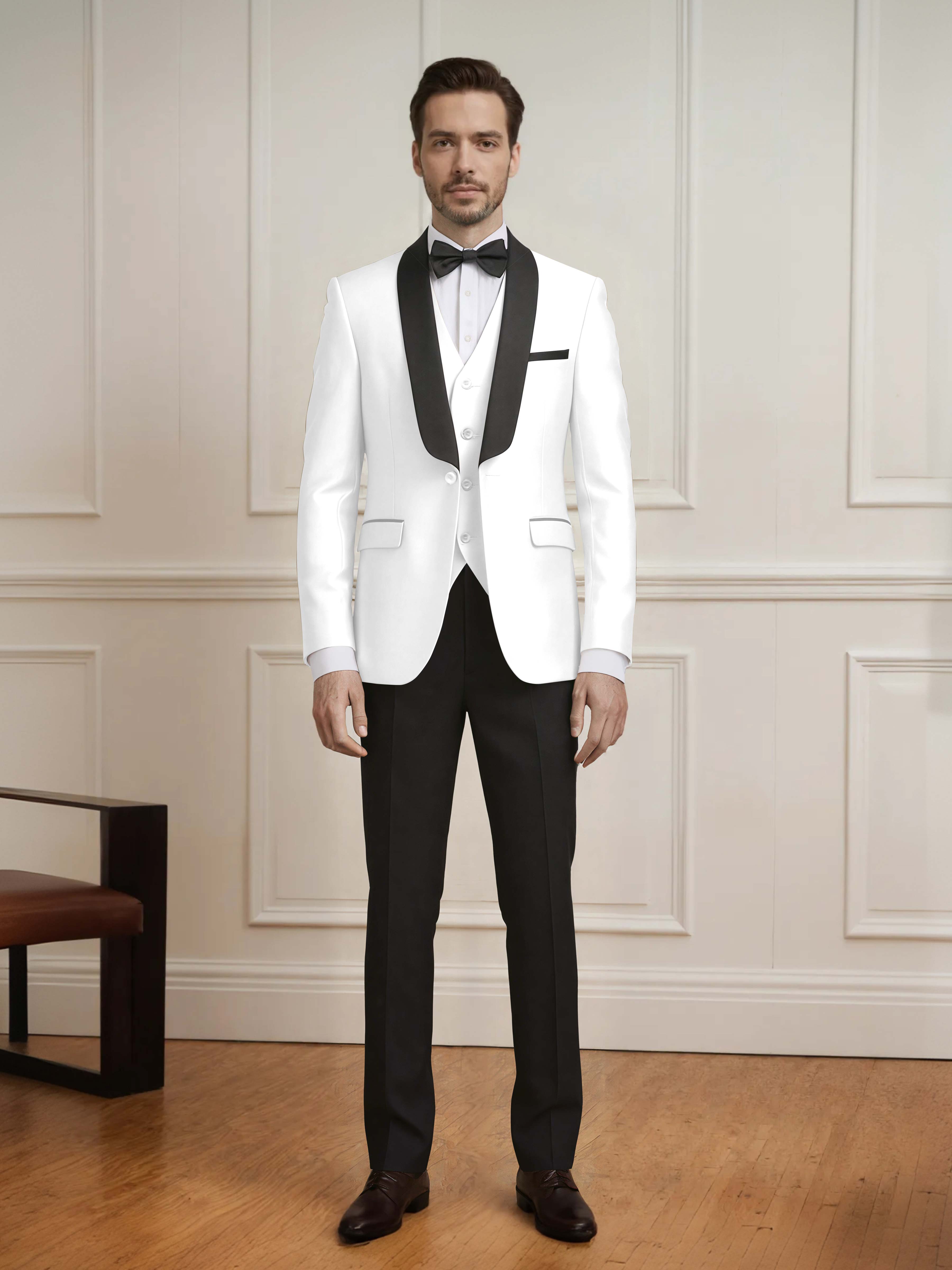 Sleek Men's One Button Shawl Lapel 3 Pieces Formal Guest & Wedding Suits
