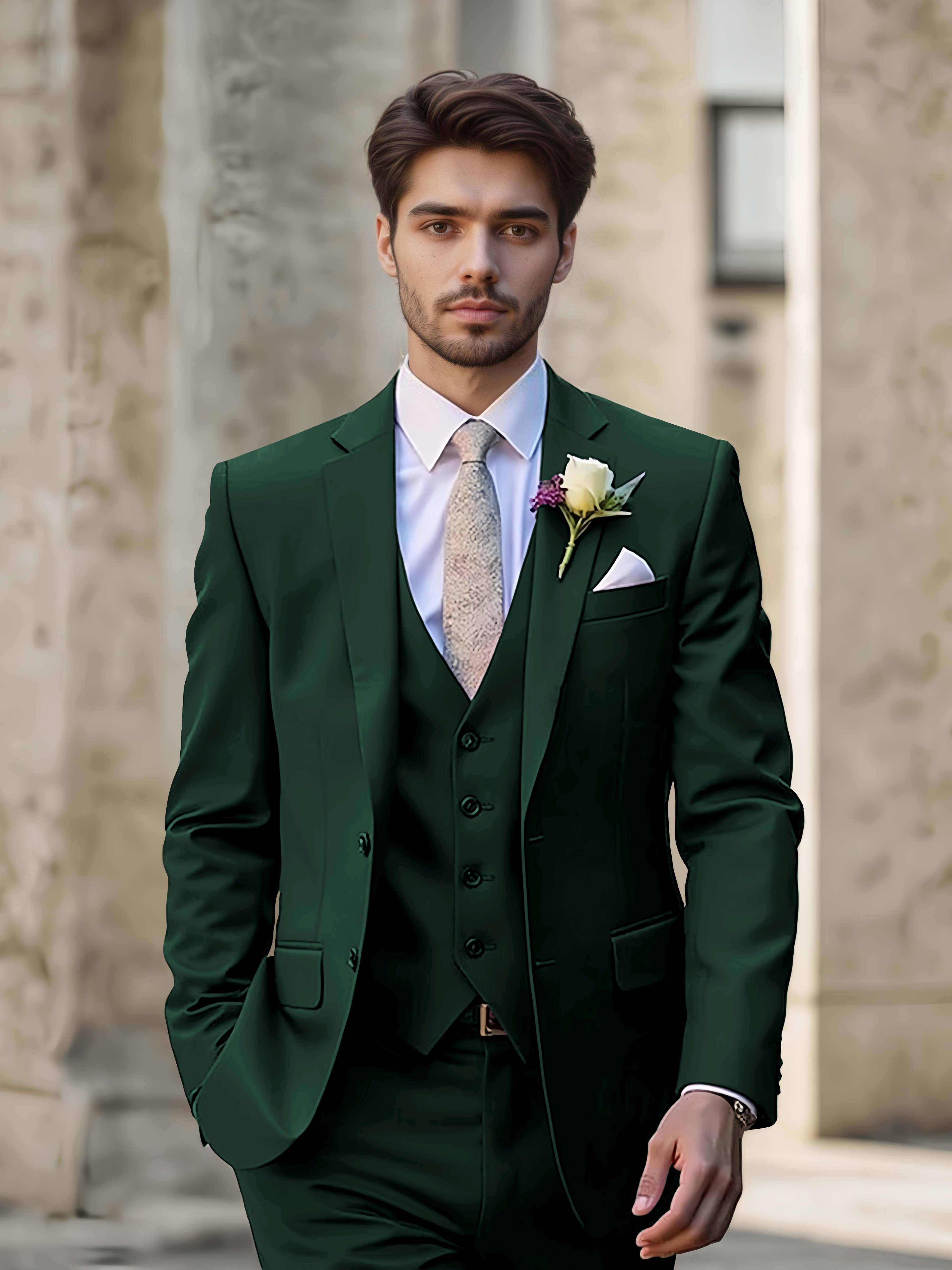 Sleek Men's Wedding Suit 3 Pieces Single Breasted Formal Suits