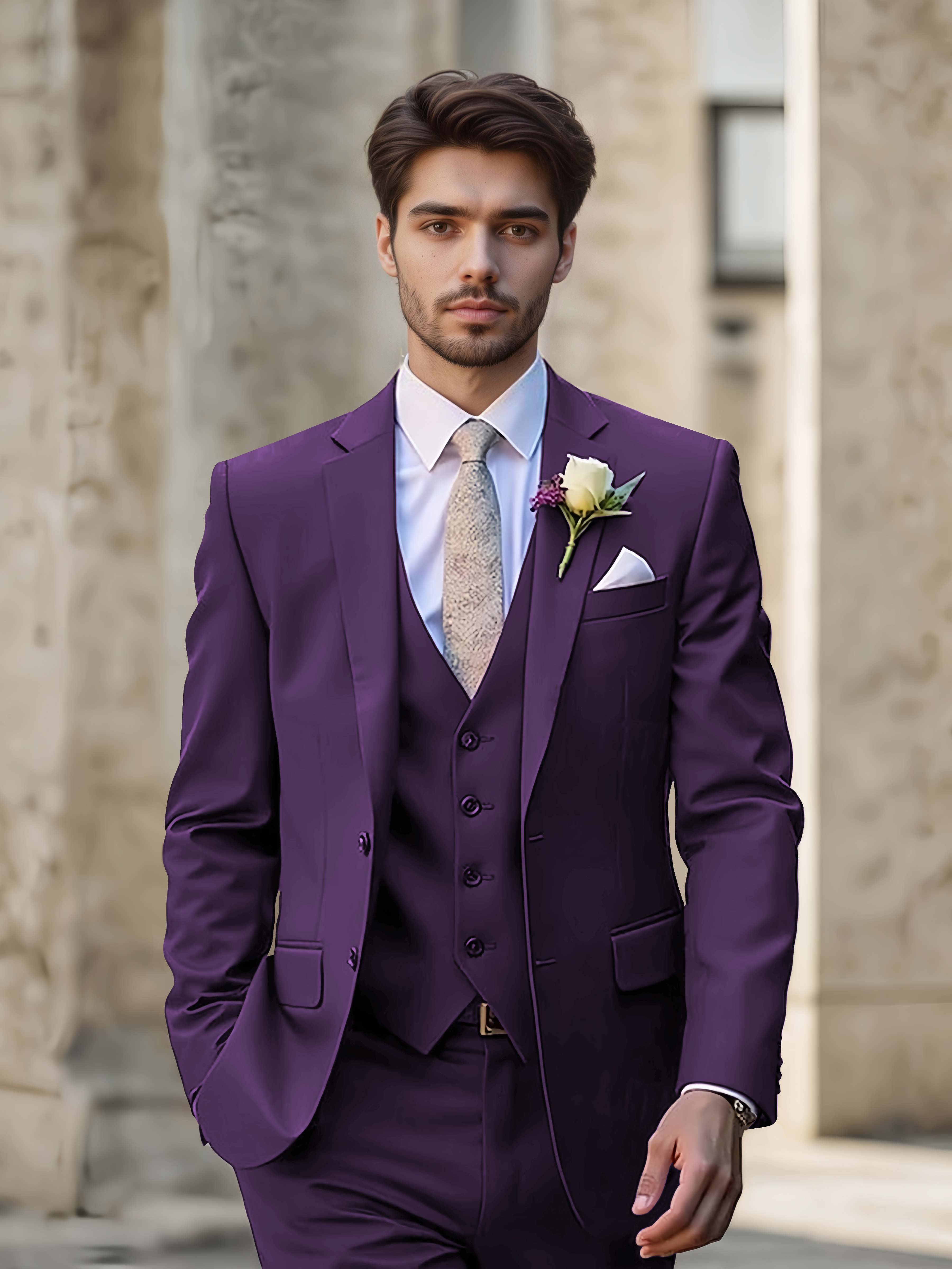 Sleek Men's Wedding Suit 3 Pieces Single Breasted Formal Suits