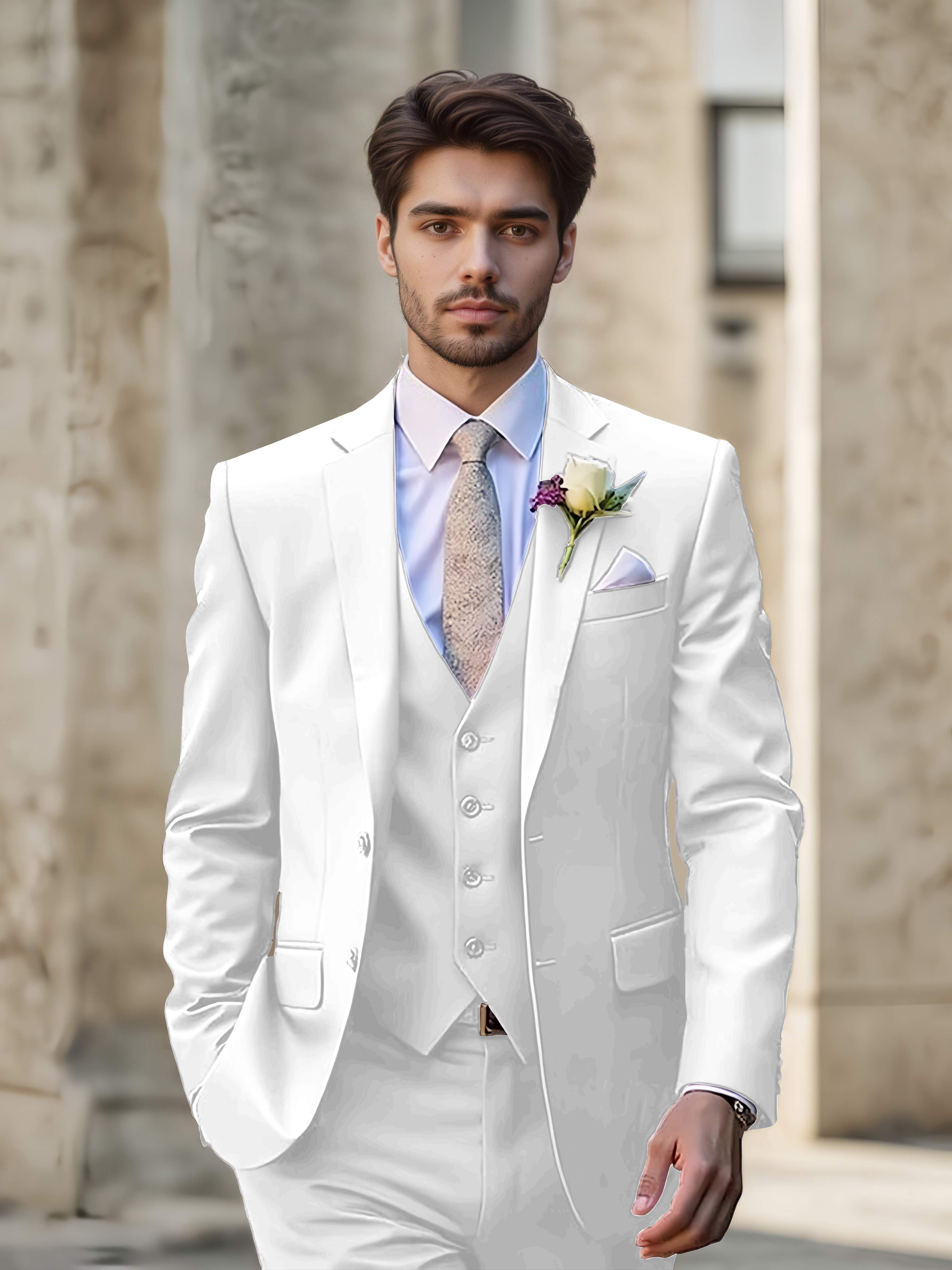Sleek Men's Wedding Suit 3 Pieces Single Breasted Formal Suits