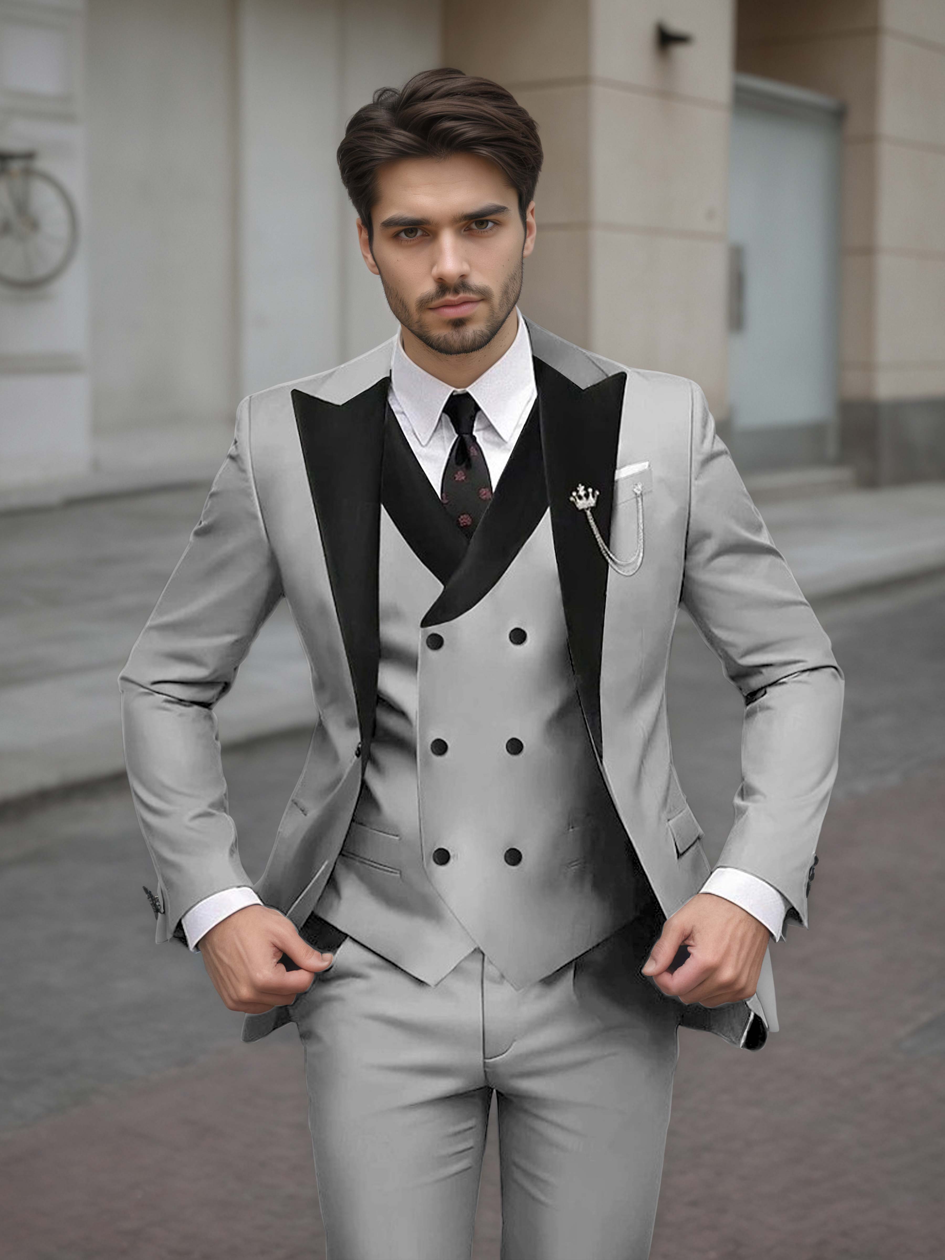 Sophisticated Men's Tailored Slim Fit 3 Pieces Formal Suits
