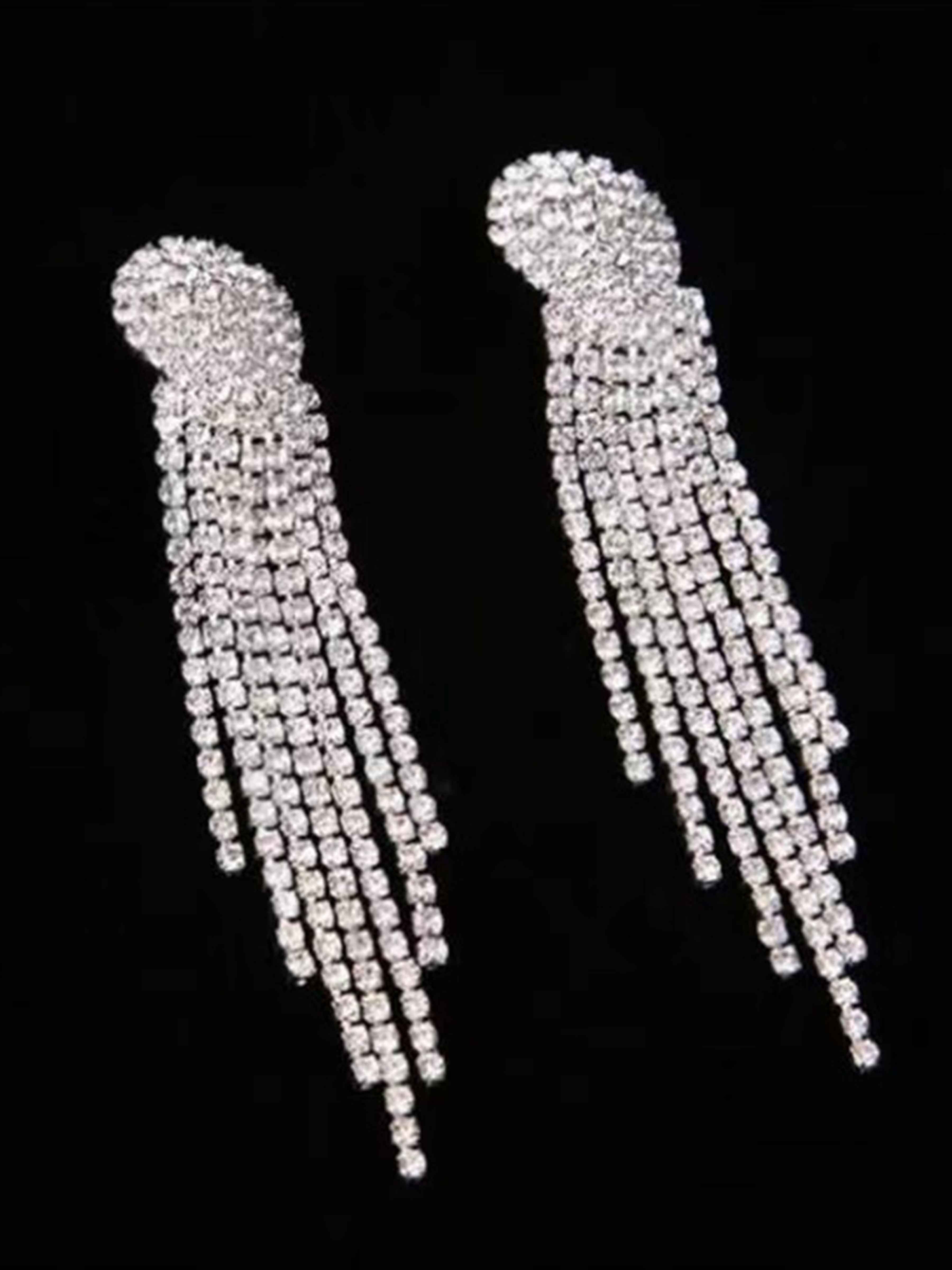 Chic Long Tassel Rhinestone Earrings