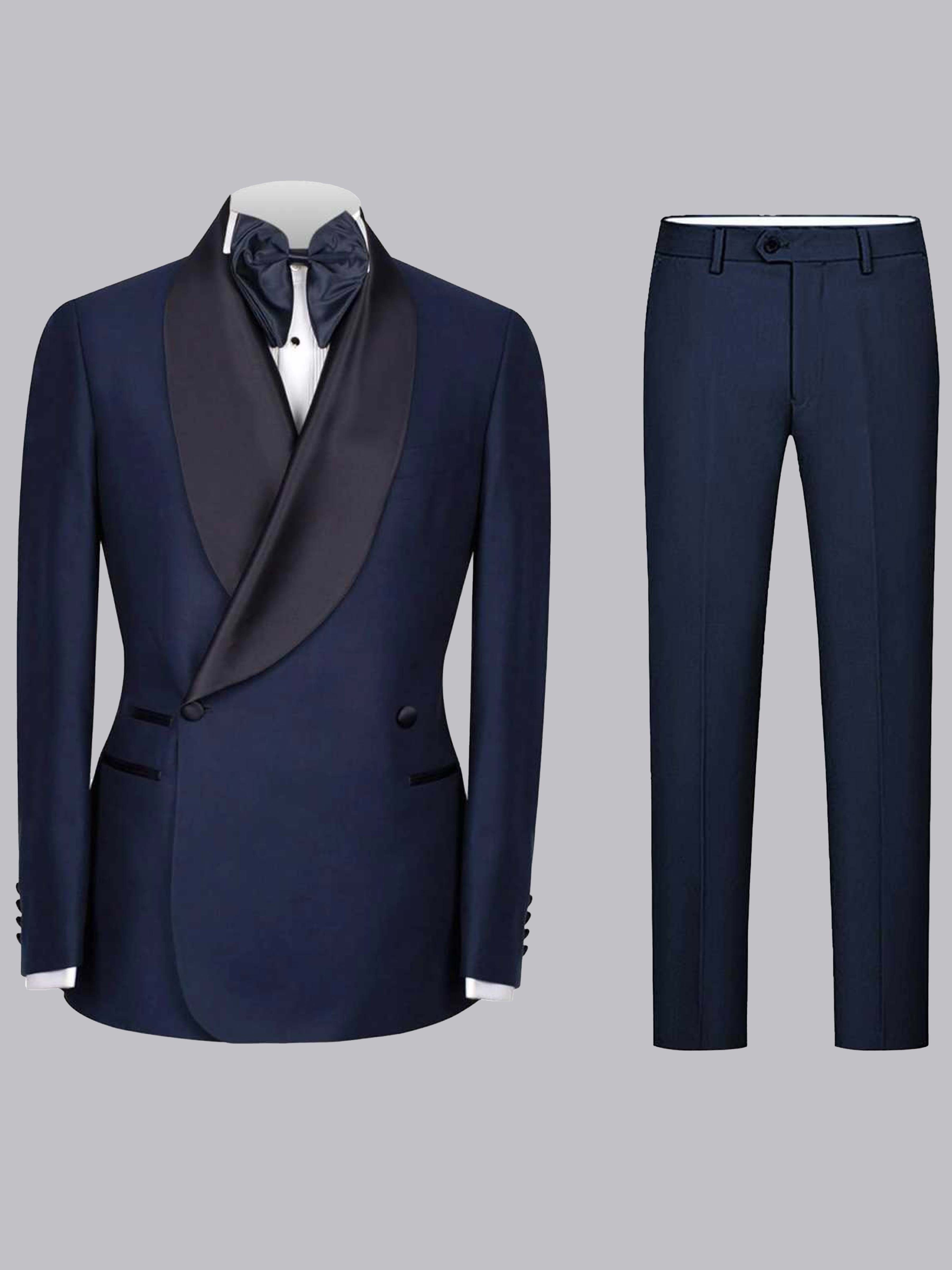 Stylish Casual Men‘s Patchwork Notch Lapel Double Breasted 2 Pieces Prom Suit
