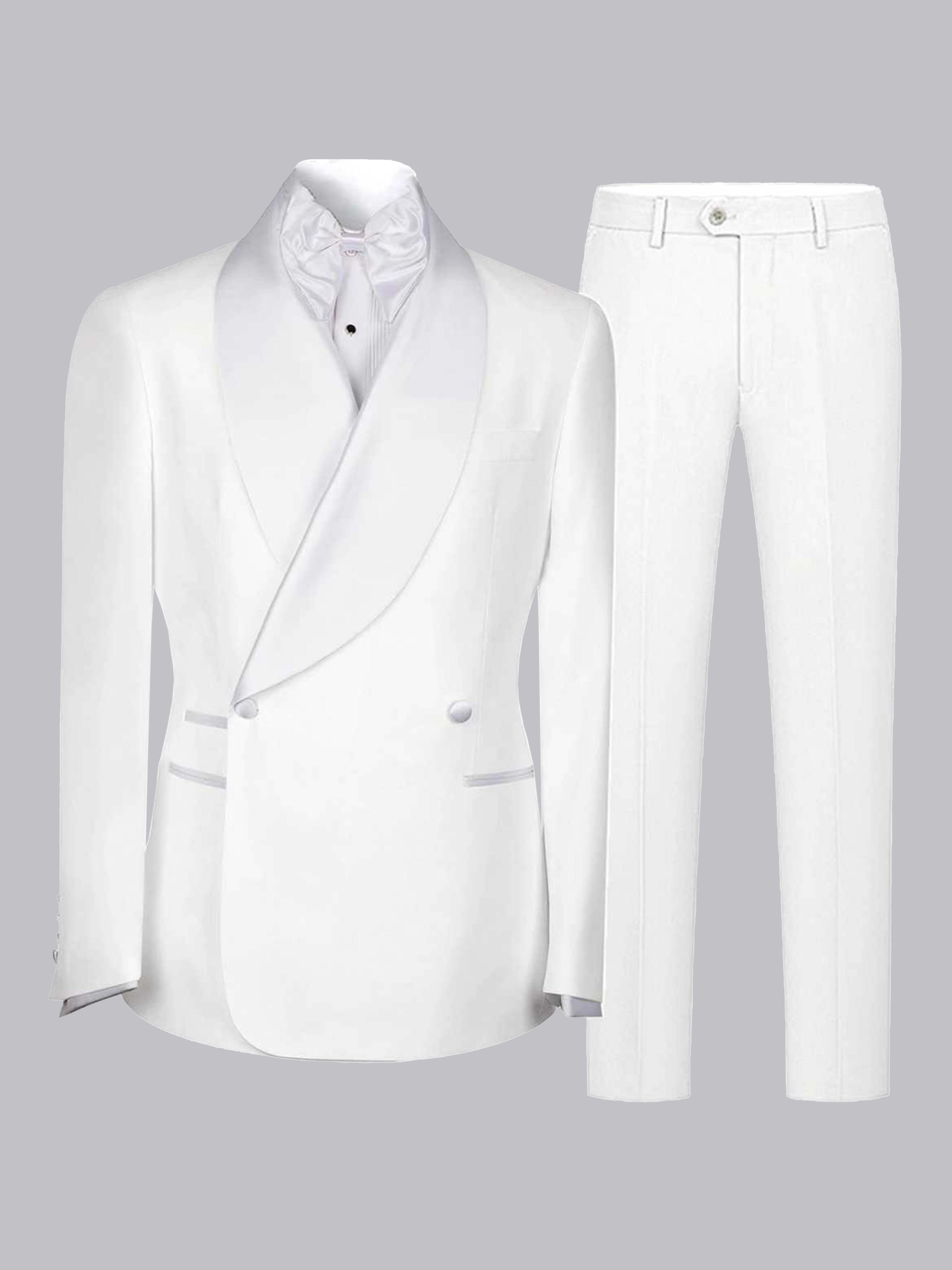 Stylish Casual Men‘s Patchwork Notch Lapel Double Breasted 2 Pieces Prom Suit