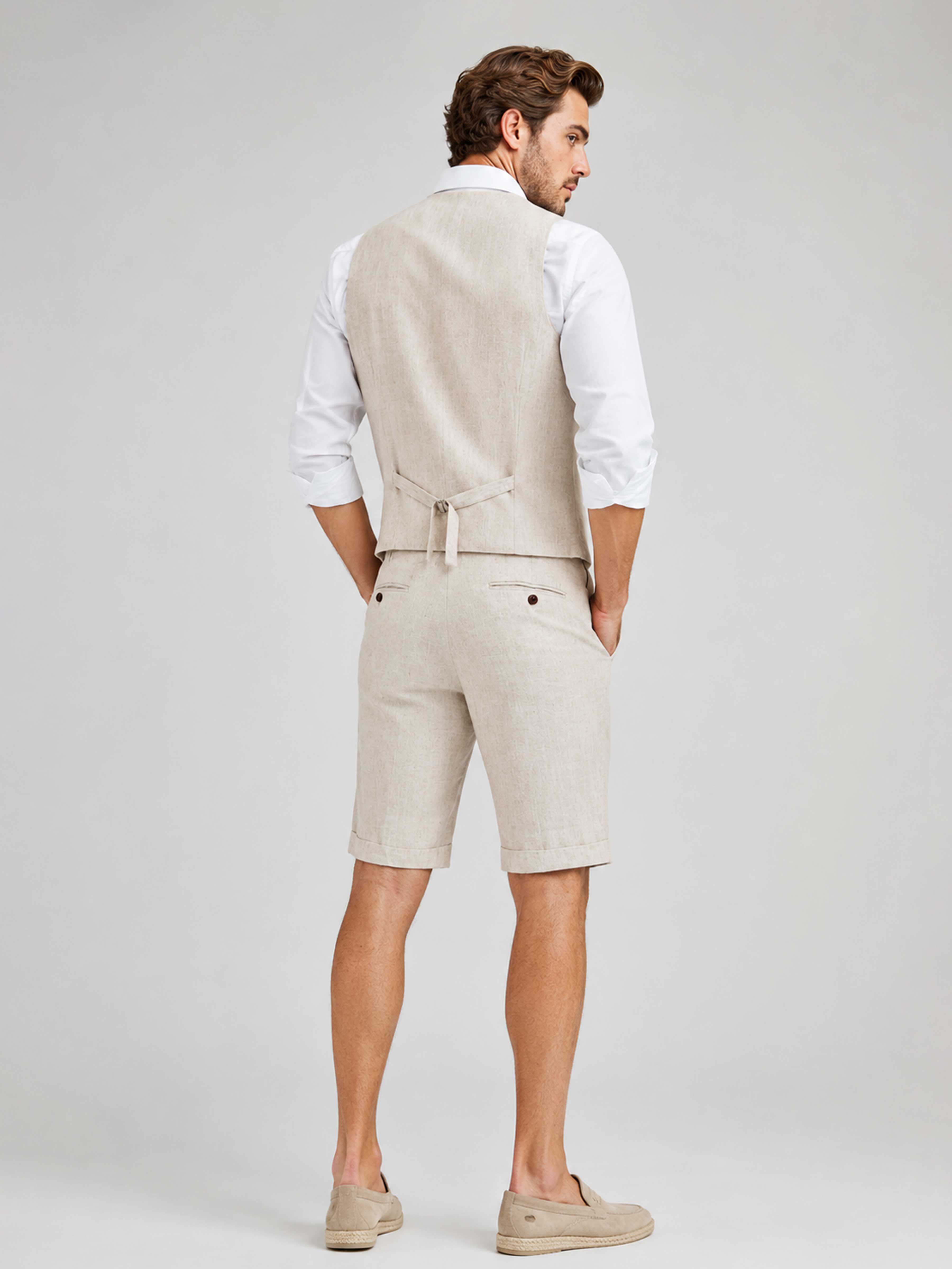 Stylish Two Pieces Men's Beach Wedding Linen Suit: Vest & Pant for Beach Wedding UK