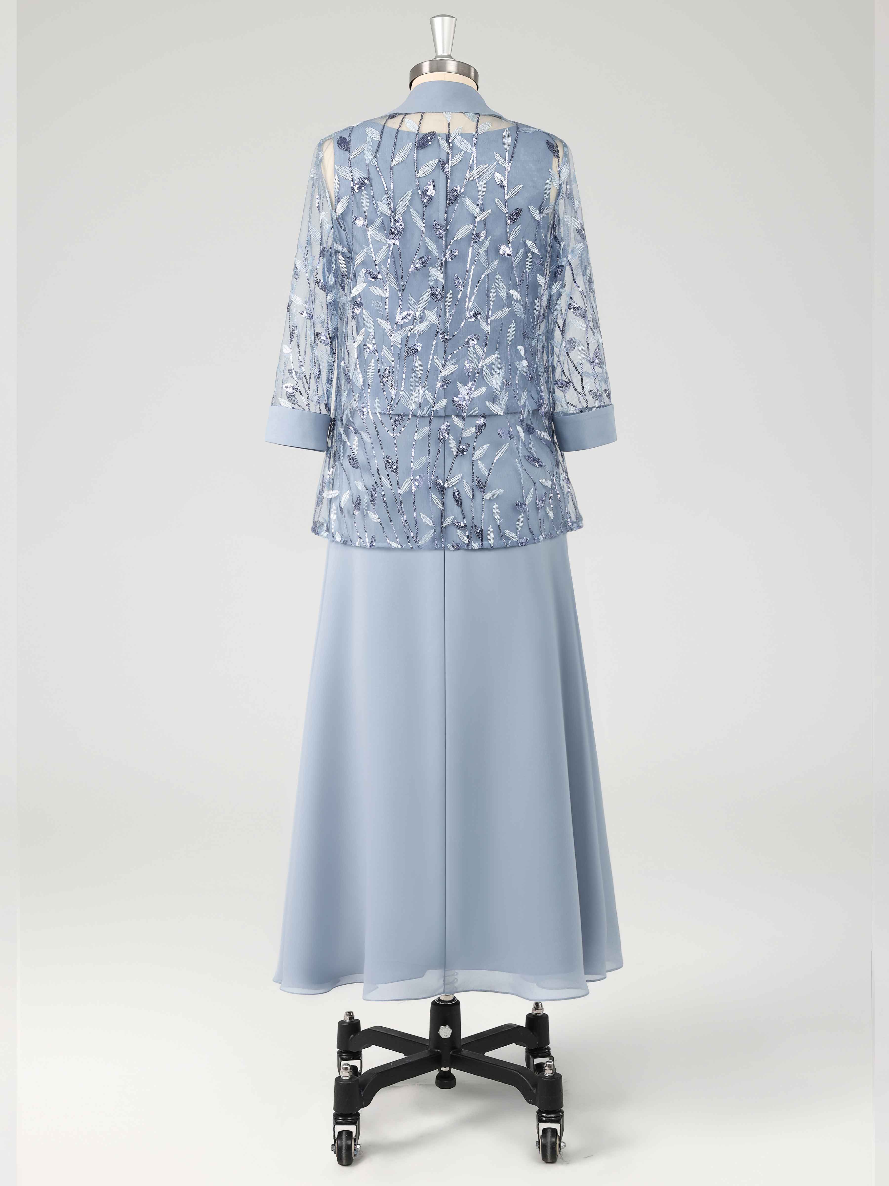 Charming A-Line 3 Pieces Sequins Chiffon Maxi Mother of the Bride Dresses UK