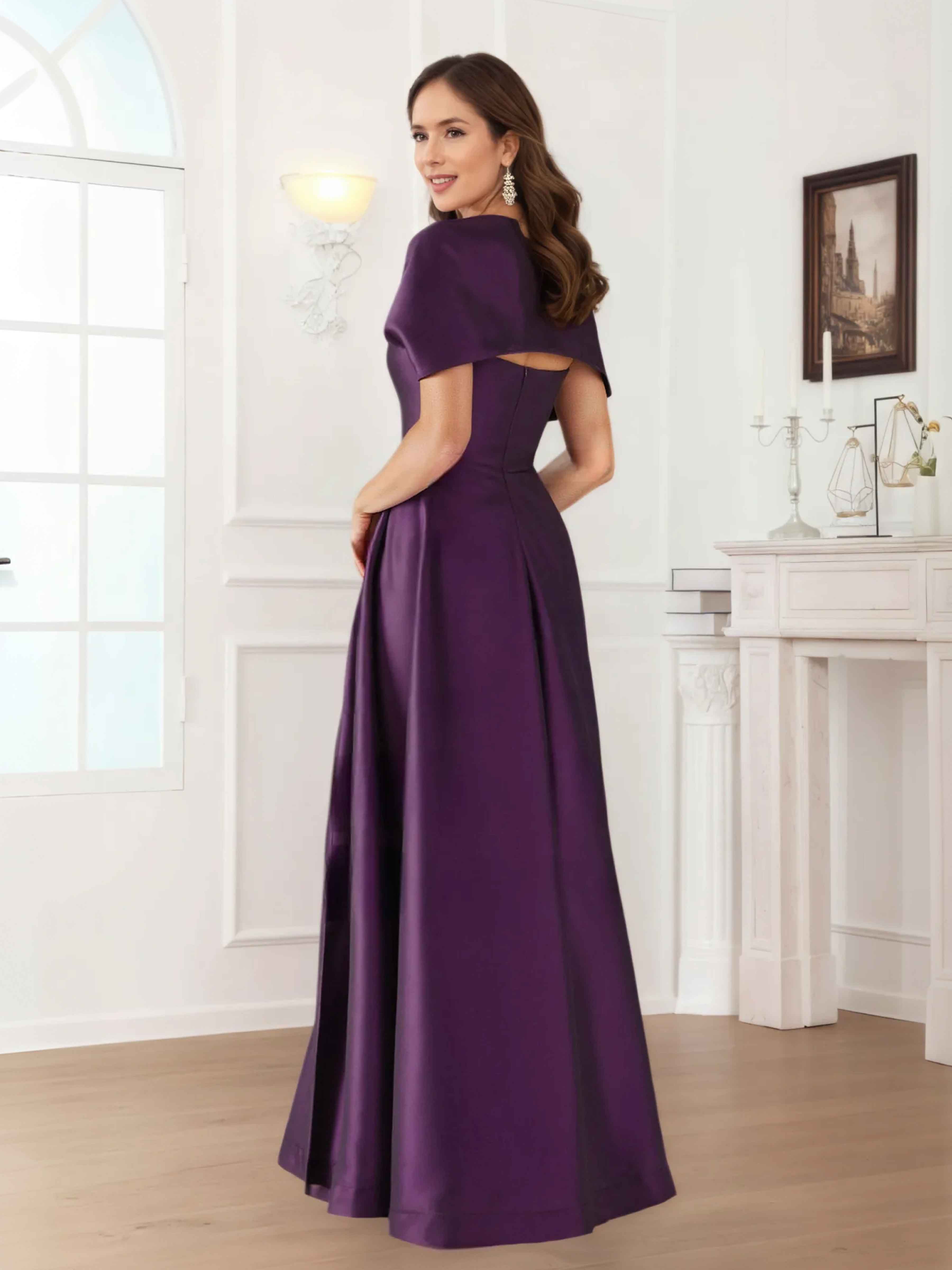 Valeska Romantic A-Line Floor Length Satin Mother Of The Bride Dresses