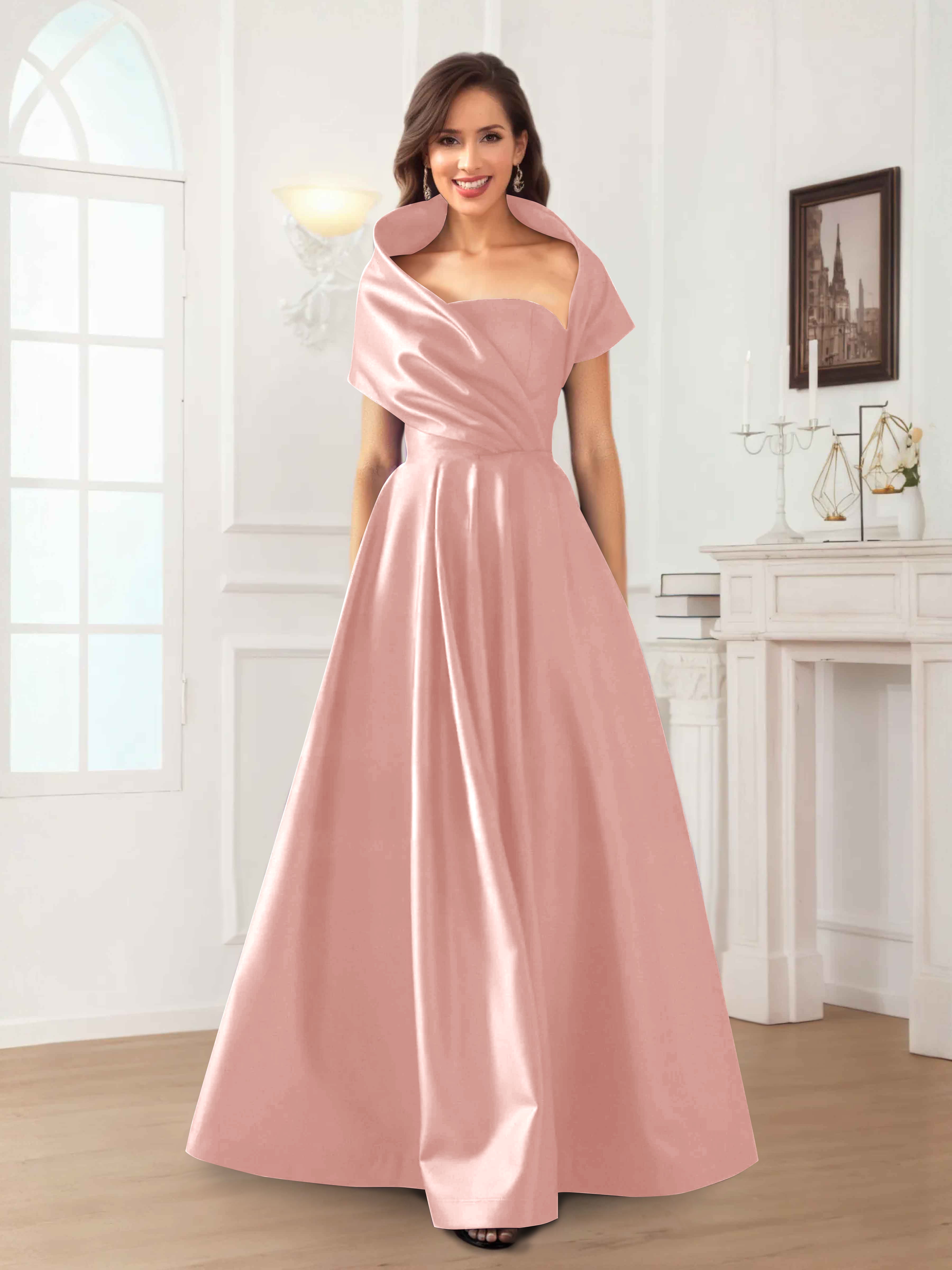 Valeska Romantic A-Line Floor Length Satin Mother Of The Bride Dresses